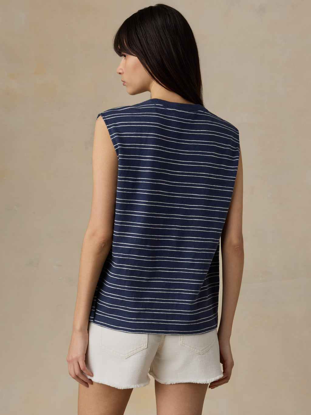 Sunwashed Slub Muscle Tank - Mood Indigo Stripe