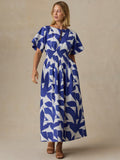 Coastal Poplin Elia Smocked Dress - Summer Leaf