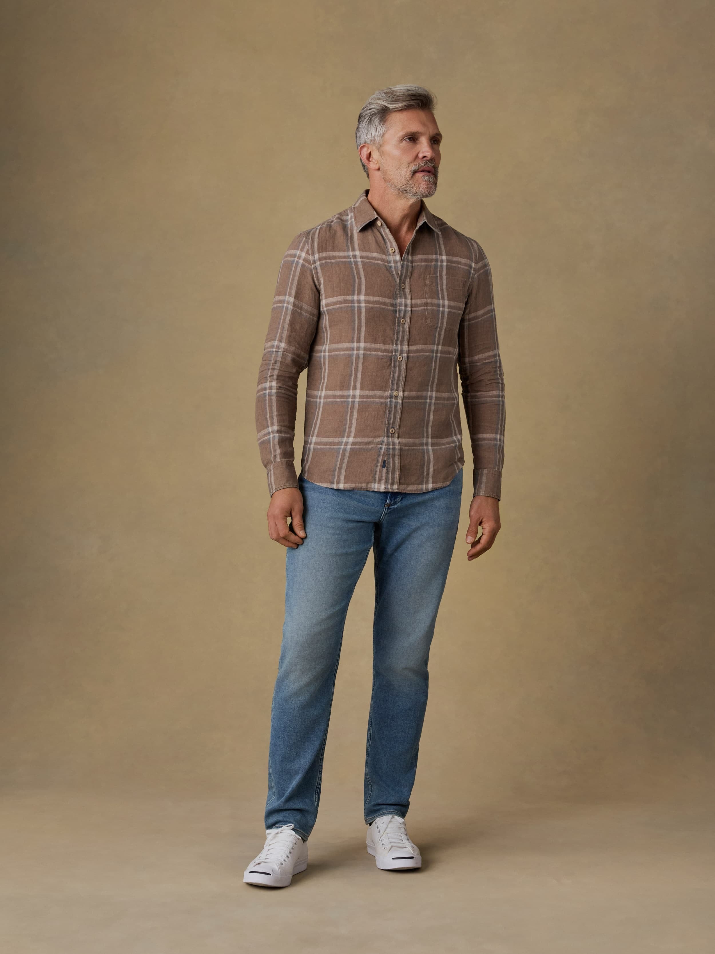 Laguna Linen Shirt - Driftwood Coast Plaid
