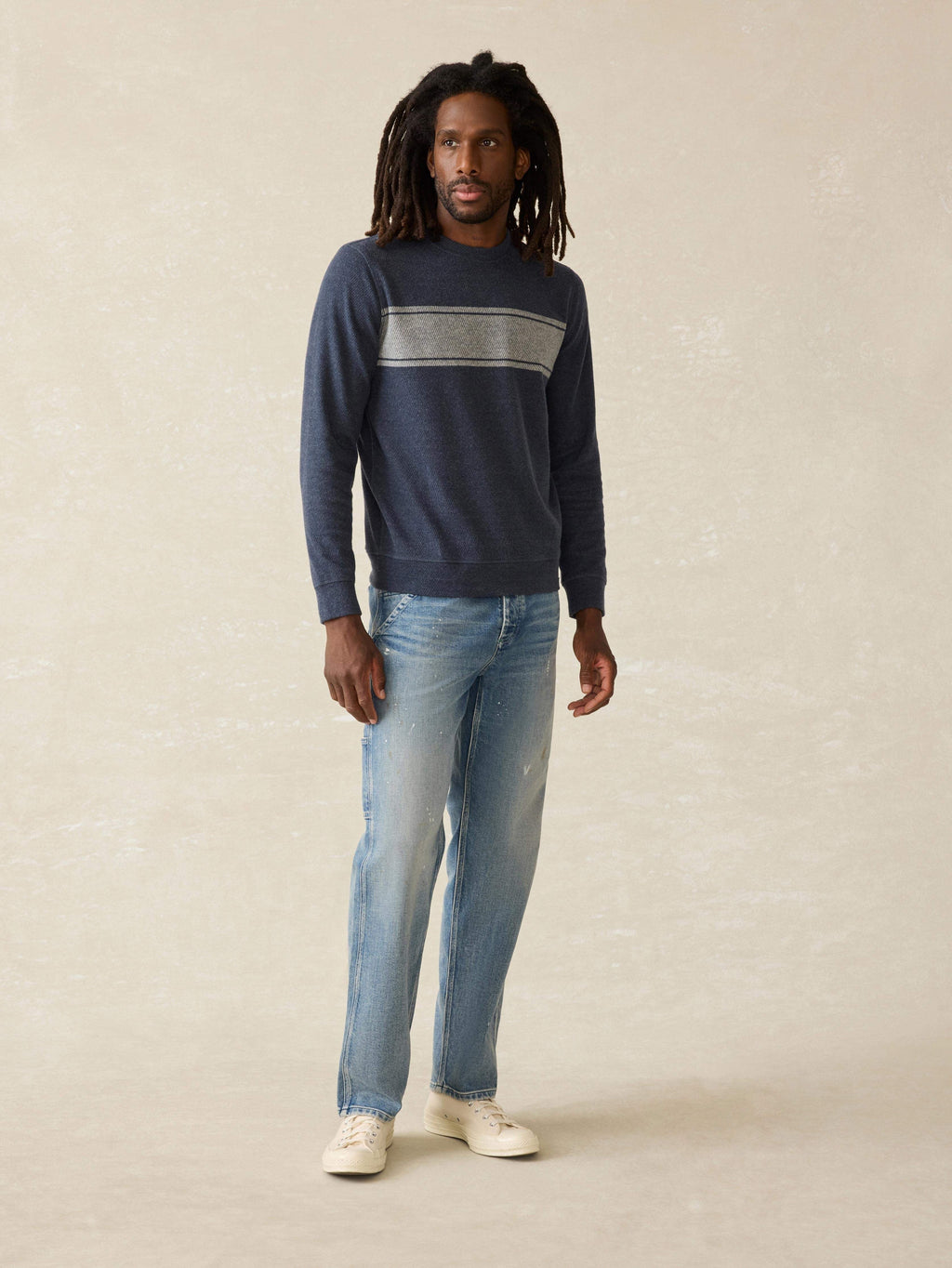 LegendTM Surf Stripe Sweater Crew - Brighton Navy Surf Stripe