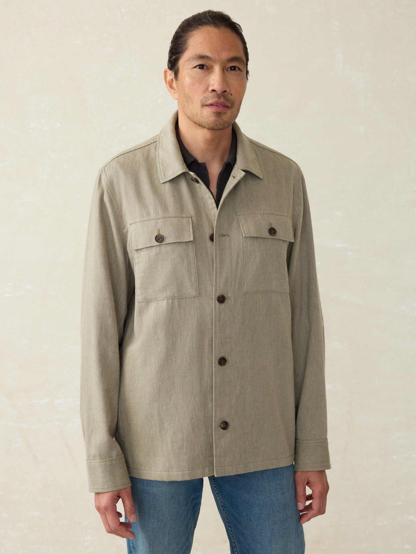MovementTM Linen Shirt Jacket - Sage Cliff