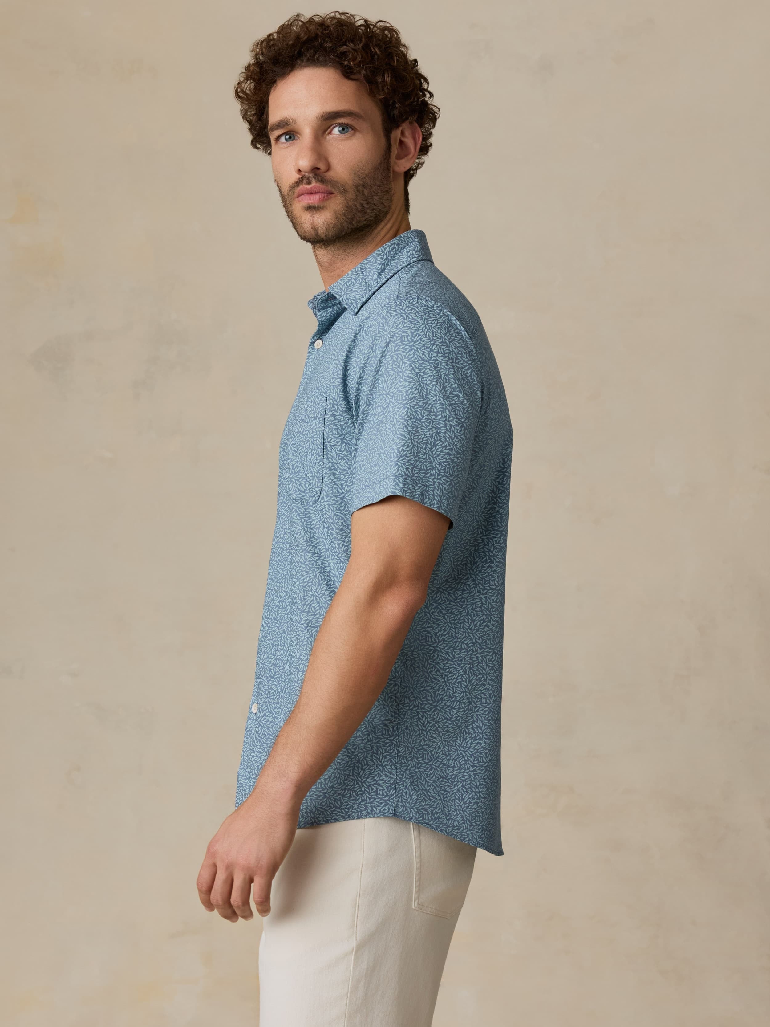 Short-Sleeve MovementTM Monterey Shirt - Teal Grove Foliage