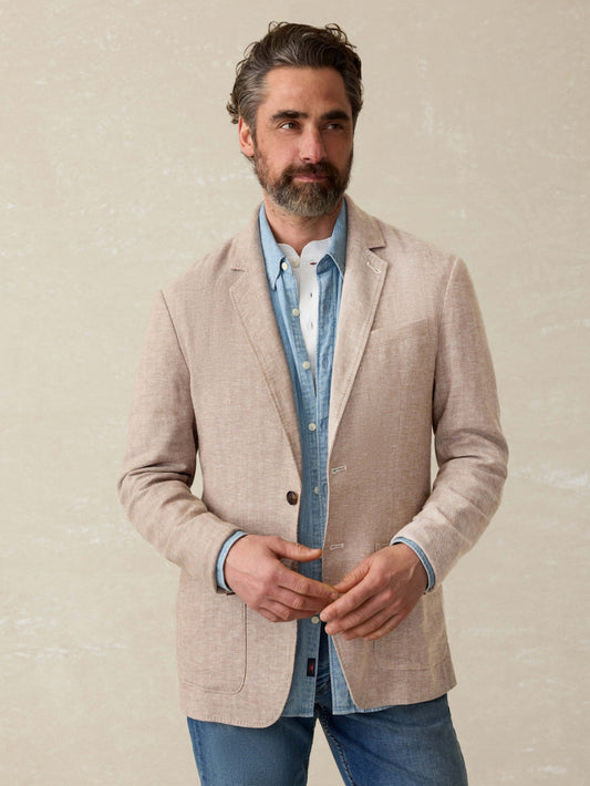 MovementTM Linen Blazer - Wolf Sands Herringbone