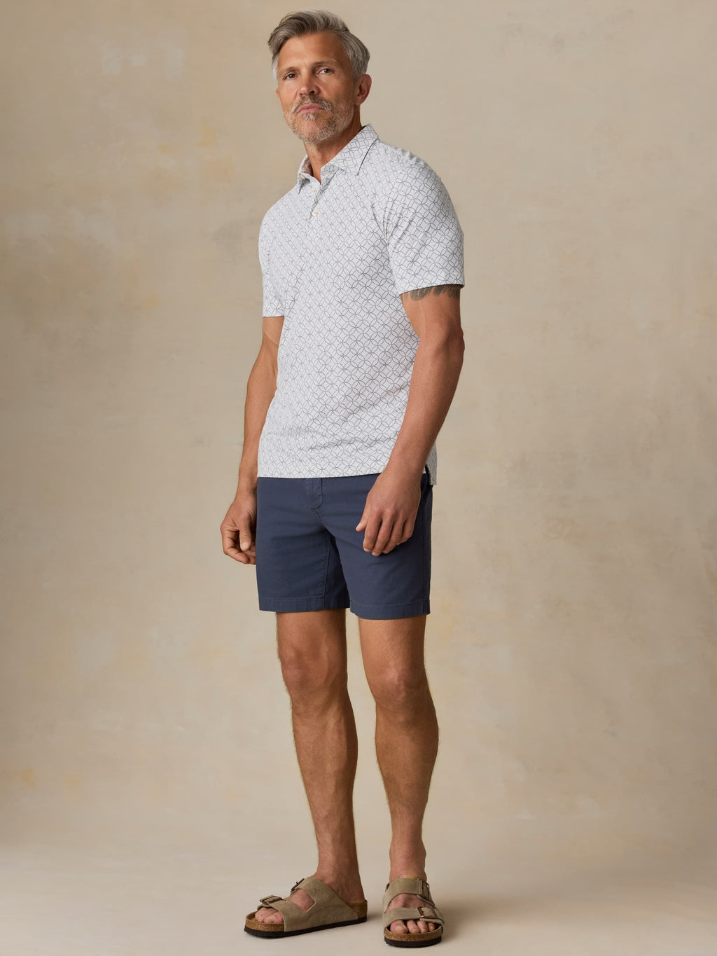 Short-Sleeve MovementTM Pique Polo - Ivory Blue Moonlight