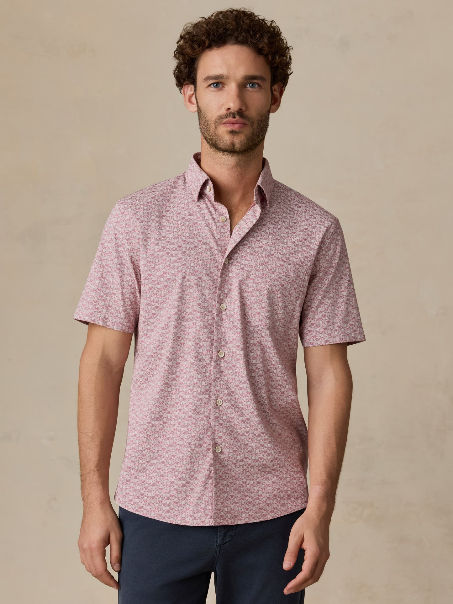 Short-Sleeve MovementTM Monterey Shirt - Rose Palm Mosaic