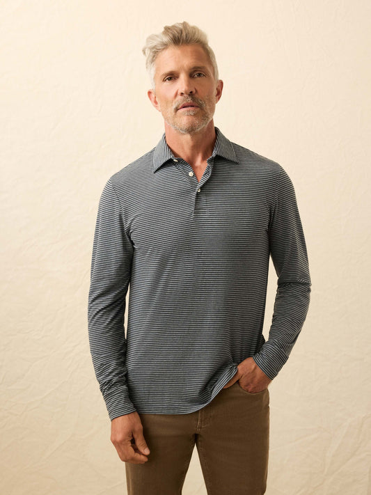 Long-Sleeve MovementTM Polo - Moonlight Point Stripe