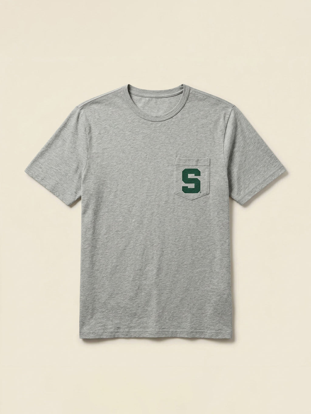 Michigan State Sunwashed Pocket Tee - Granite Heather