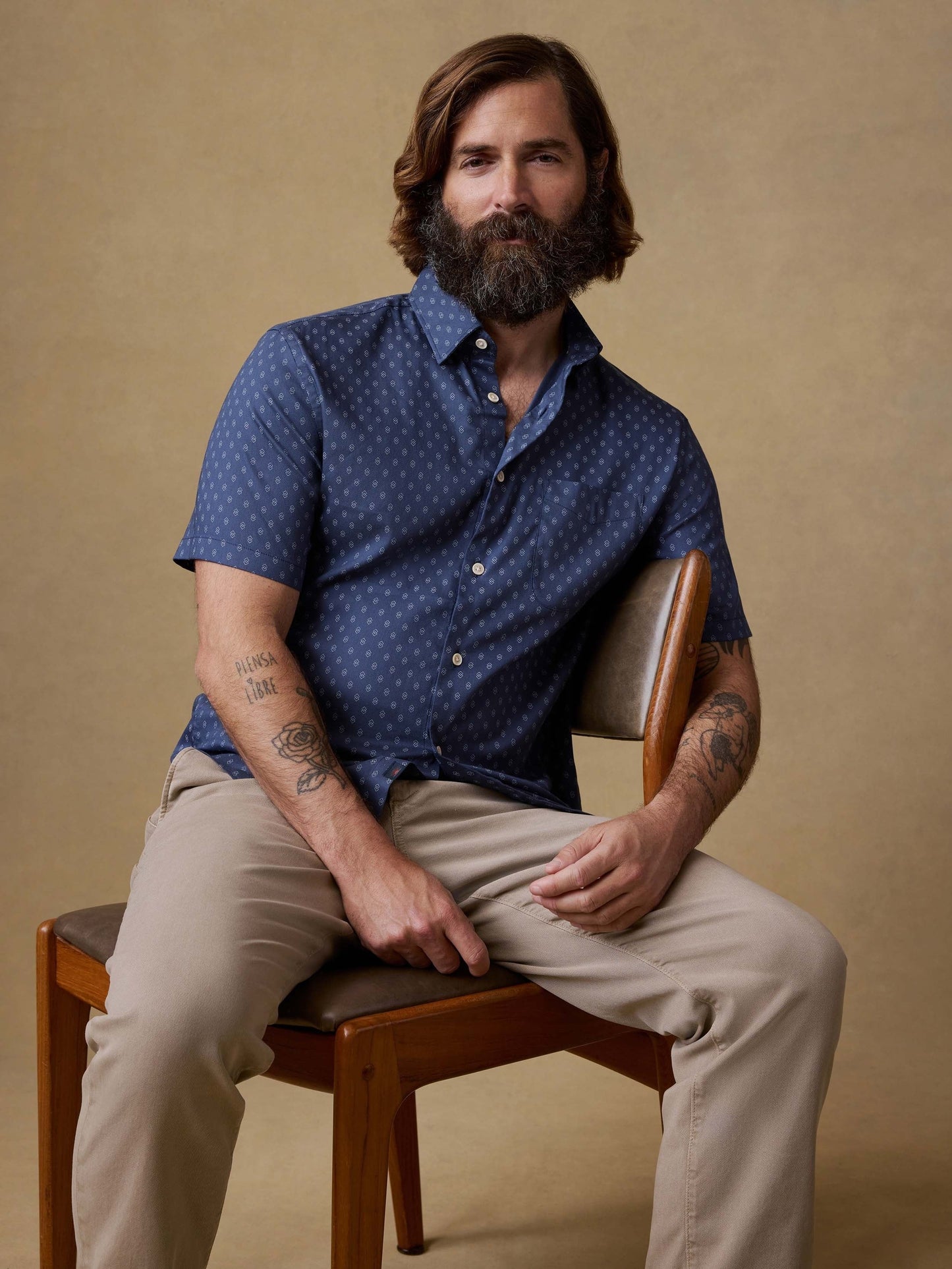 Short-Sleeve MovementTM Monterey Shirt - Navy Dusk Diamond