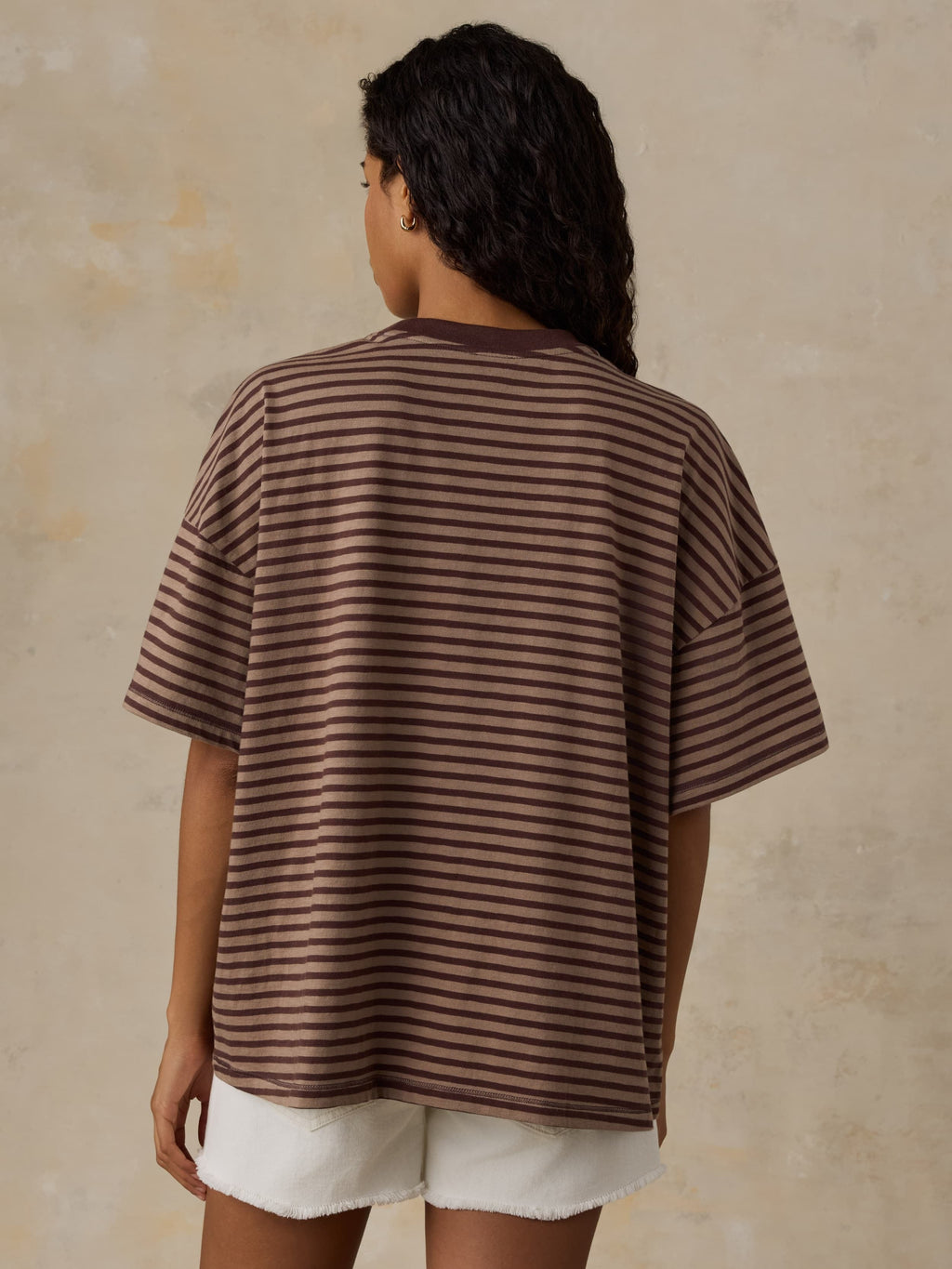 Sunwashed Boyfriend Tee - Coffee Sand Stripe