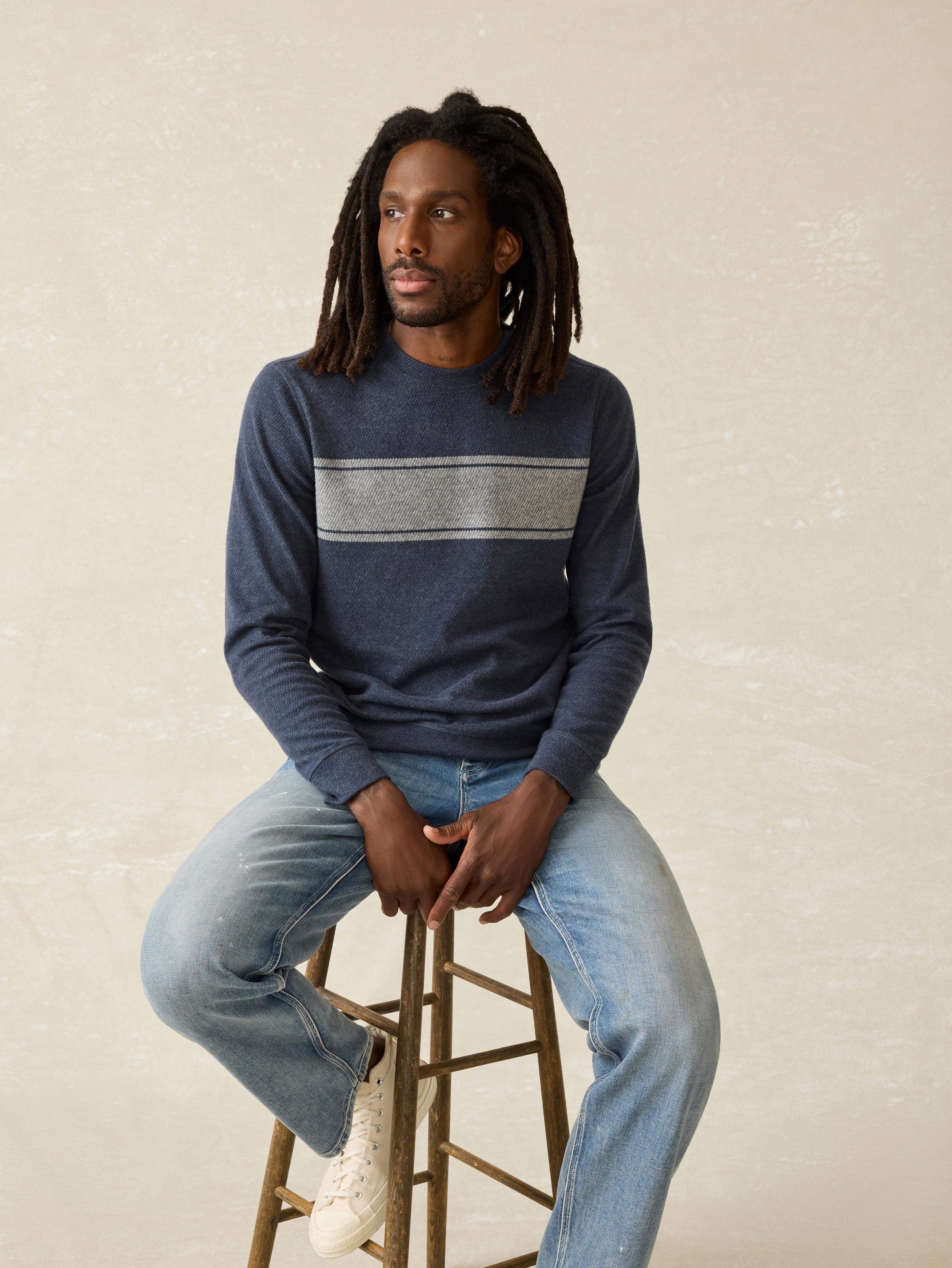 LegendTM Surf Stripe Sweater Crew - Brighton Navy Surf Stripe