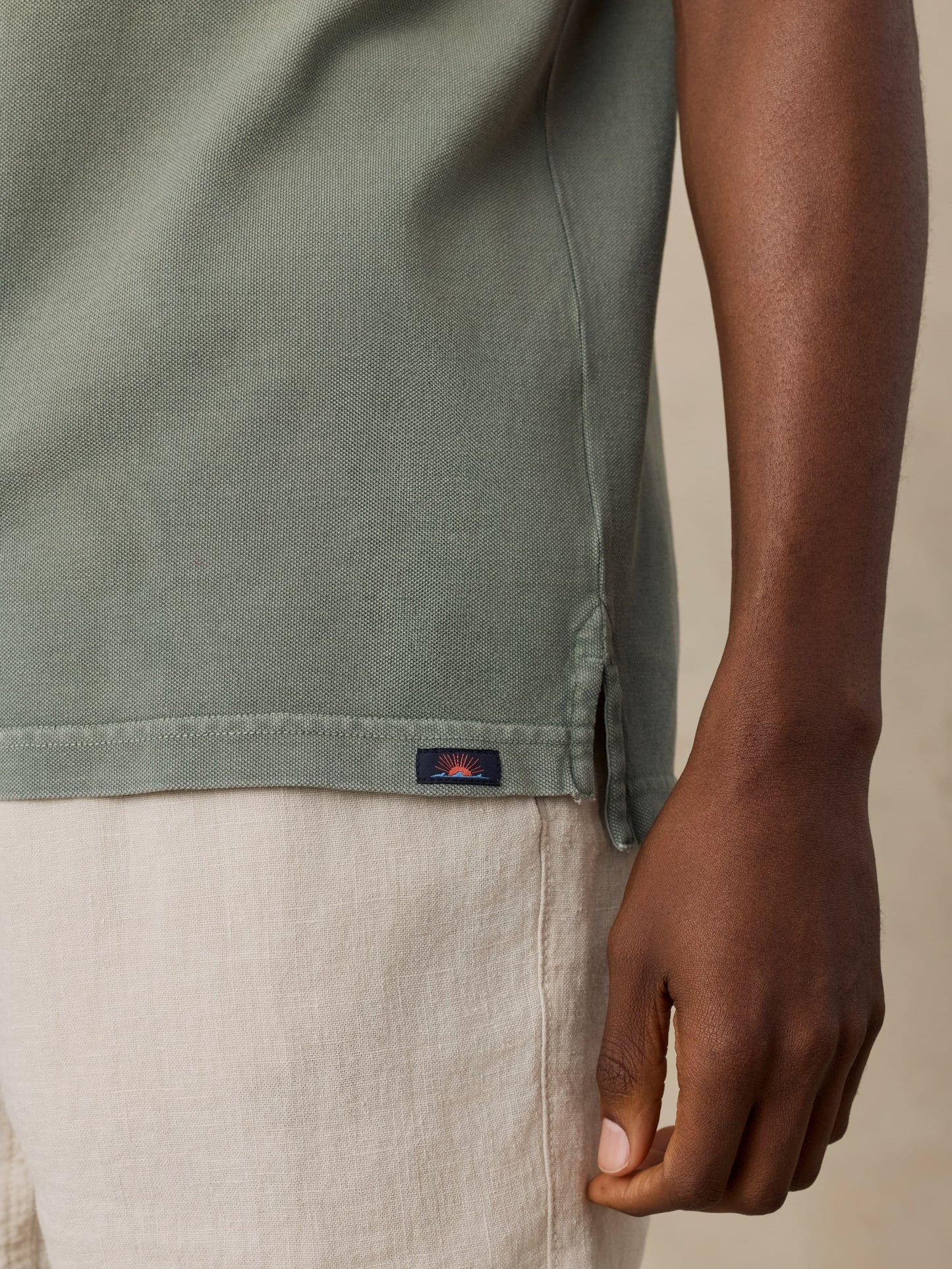 Short-Sleeve Sunwashed Pique Polo - Coastal Sage