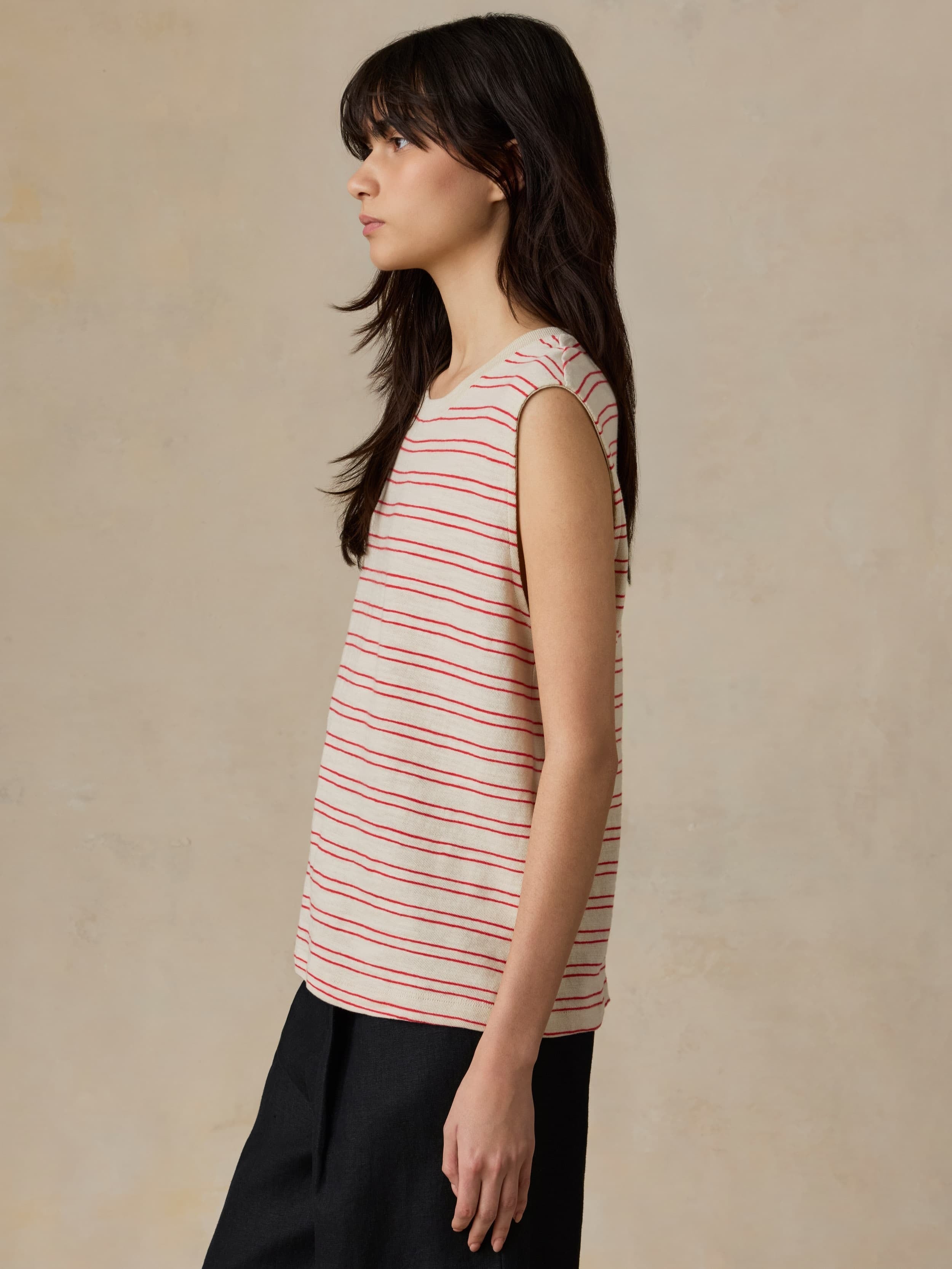 Sunwashed Slub Muscle Tank - Summer Sand Stripe