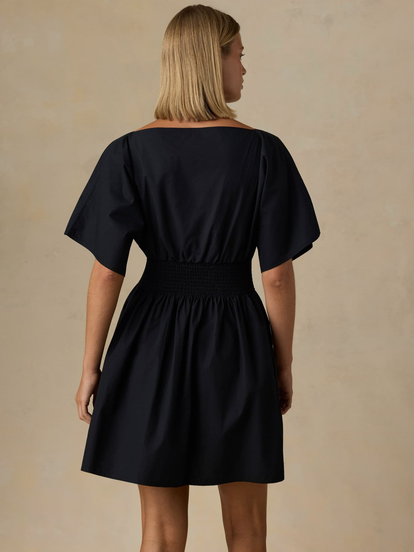 Coastal Poplin Elia Mini Smocked Dress - Black