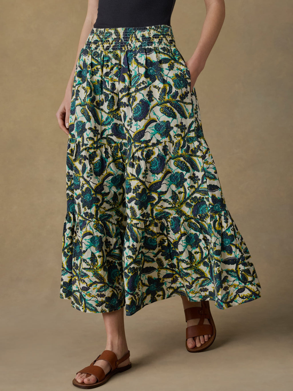 Montecito Linen Maxi Skirt - Tropics