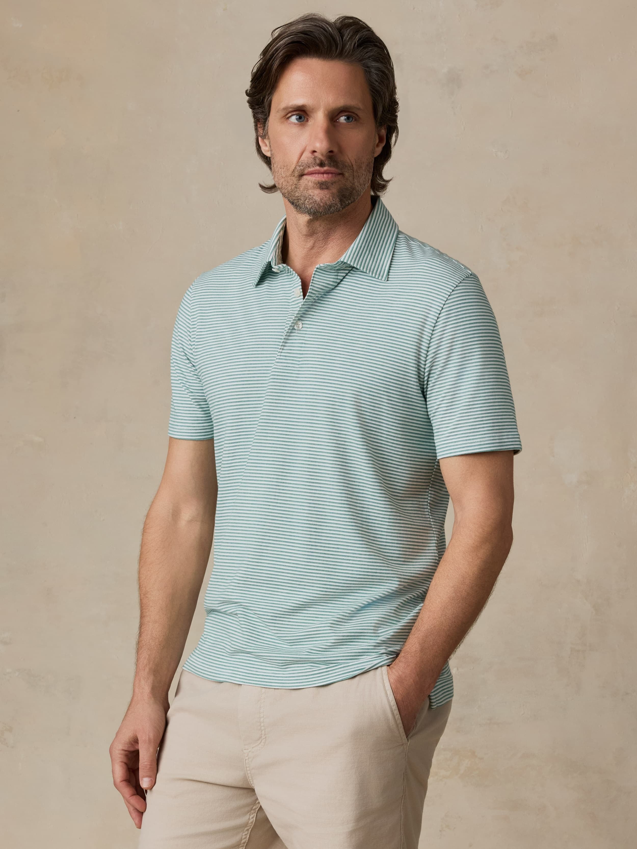 Short-Sleeve MovementTM Polo - Ivory Spring Stripe