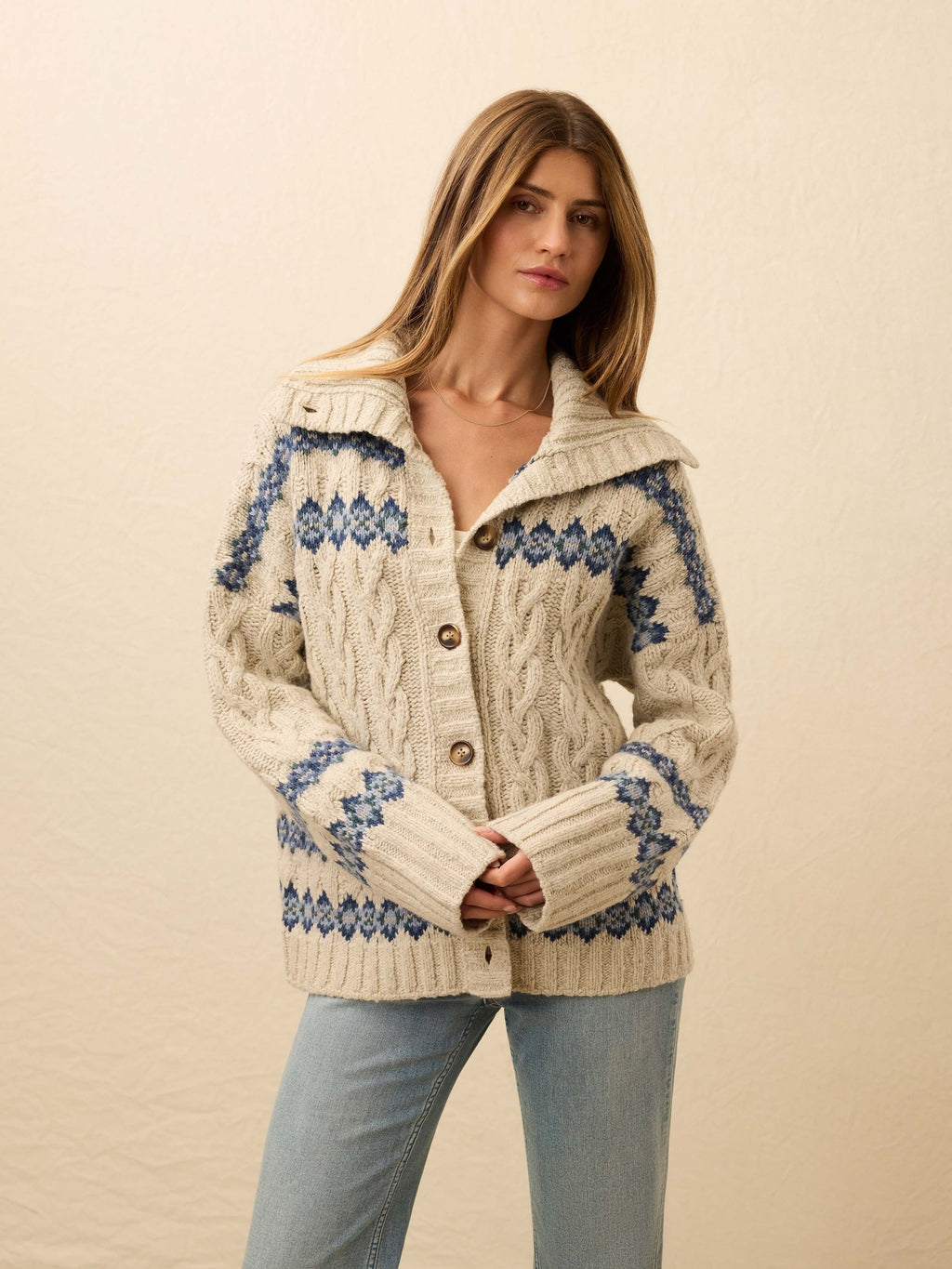 Highland Fairisle Cardigan - Lakeside Fairisle Snow