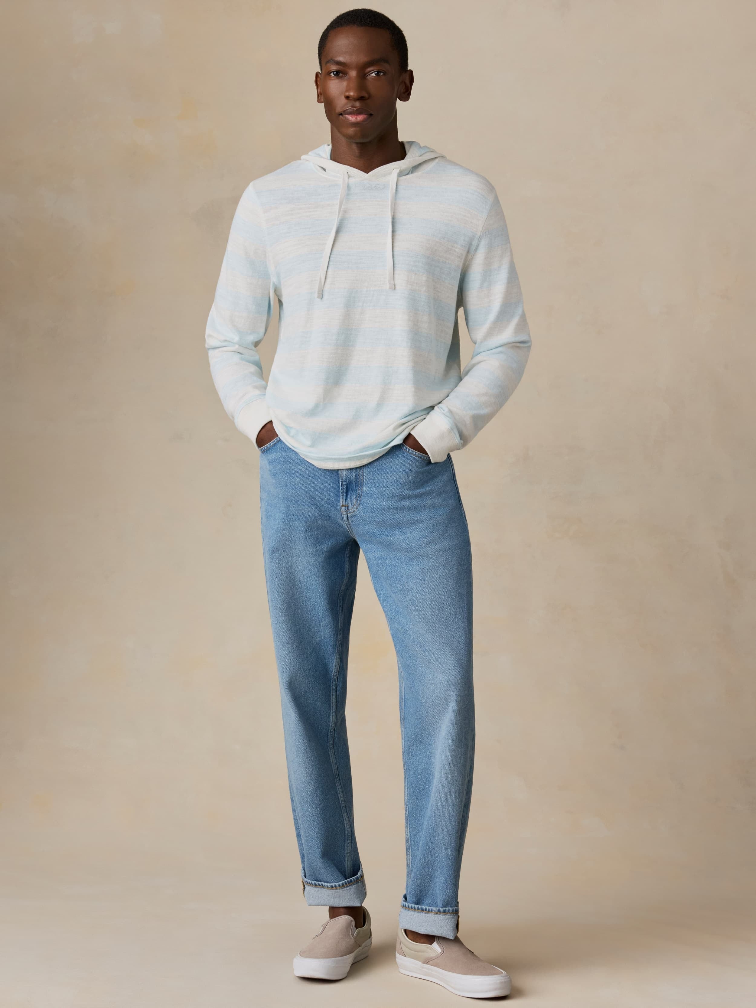 Sunwashed Organic Hoodie - Beach Sky Stripe