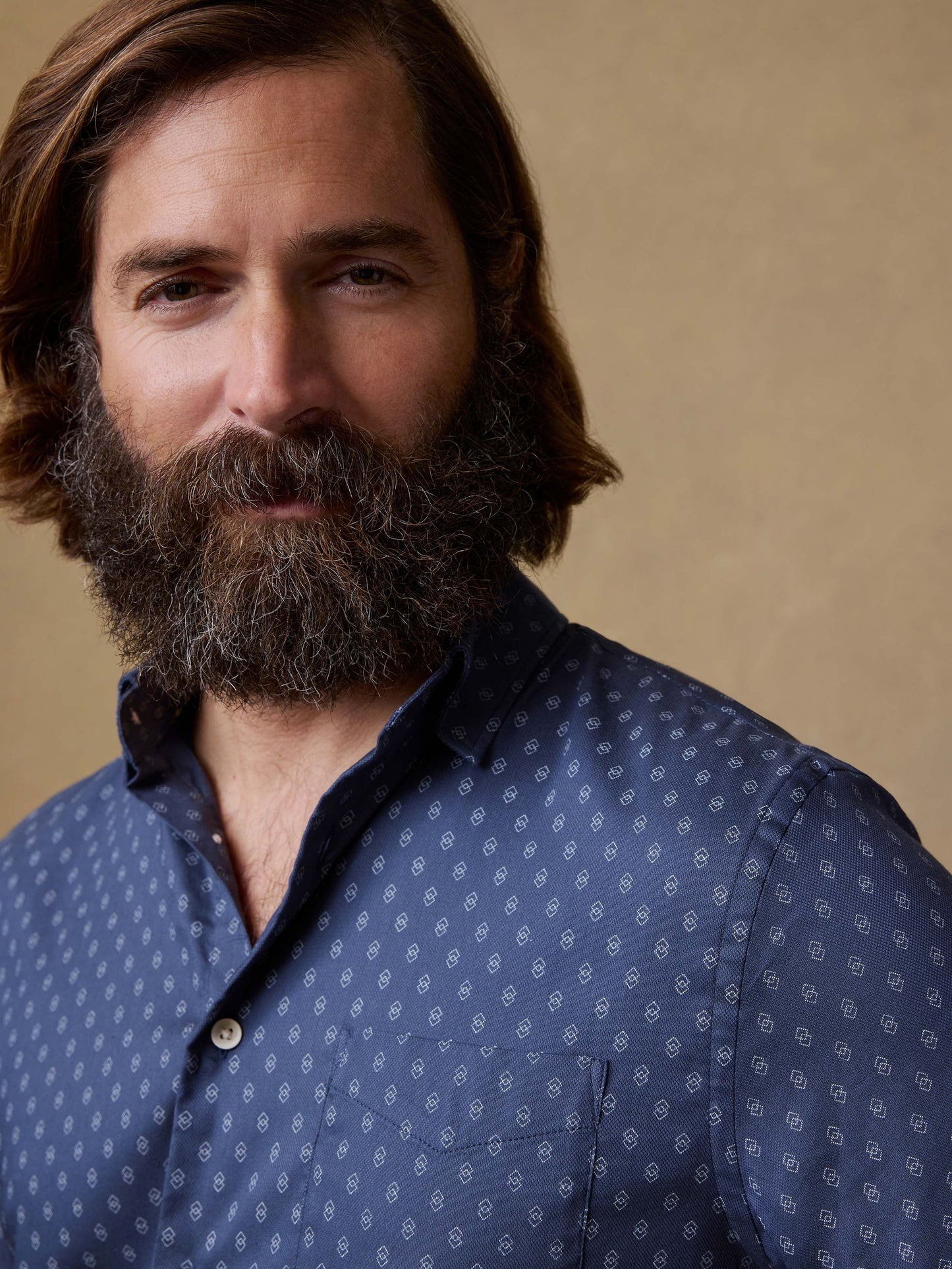 Short-Sleeve MovementTM Monterey Shirt - Navy Dusk Diamond