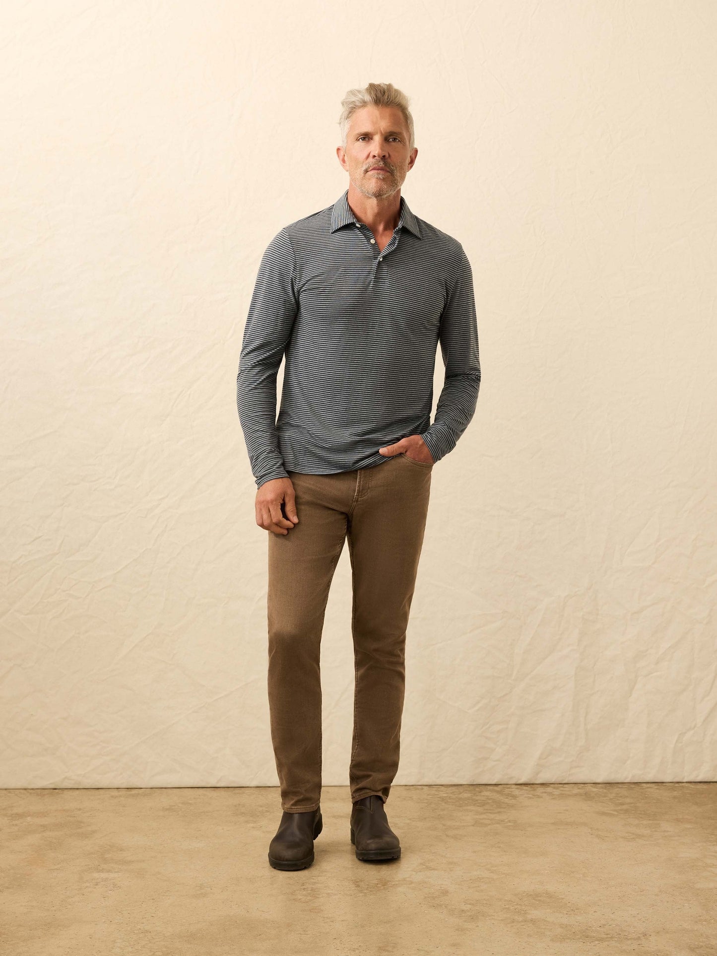 Long-Sleeve MovementTM Polo - Moonlight Point Stripe