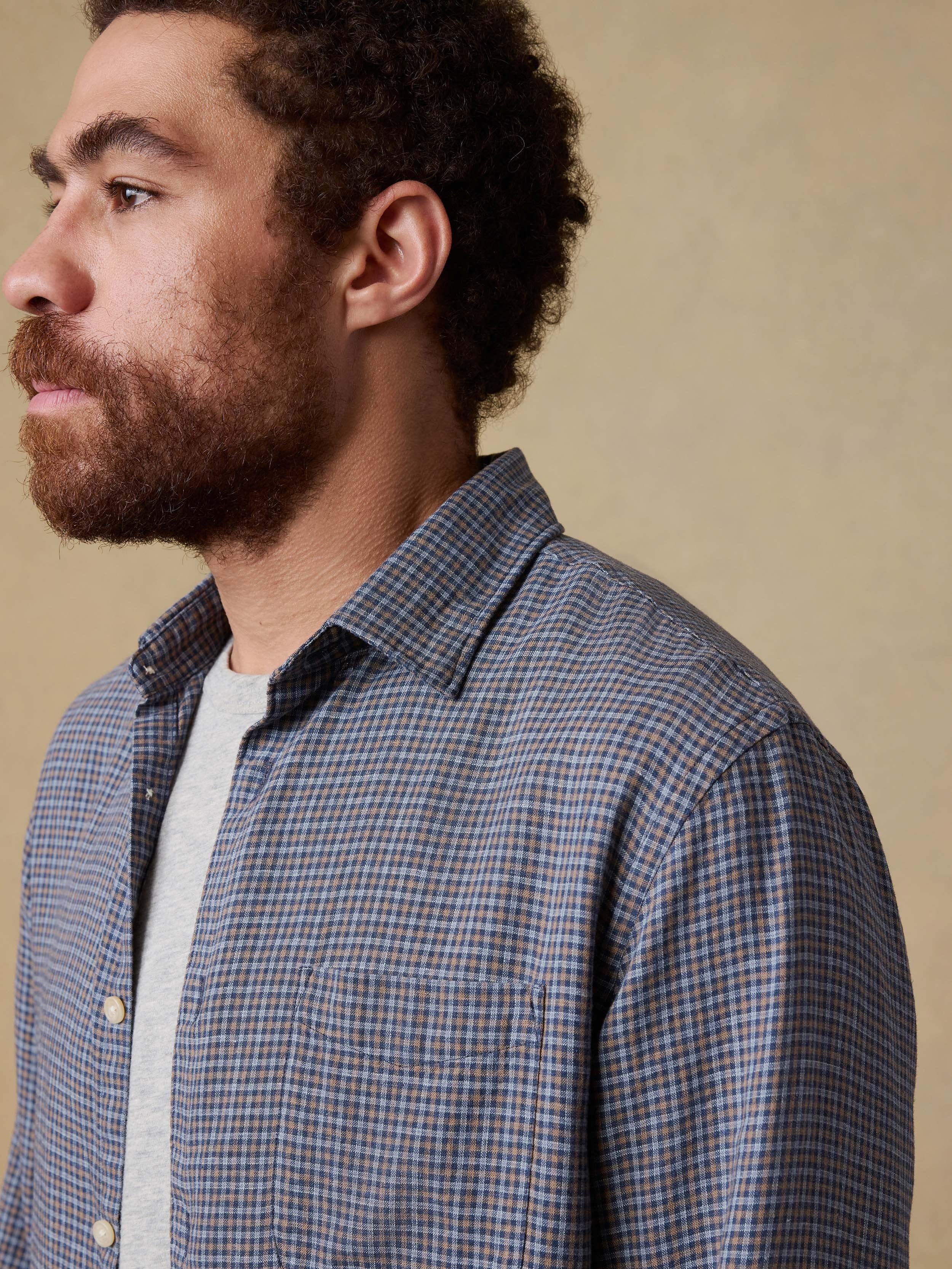 Palmetto Shirt - Navy Palm Check