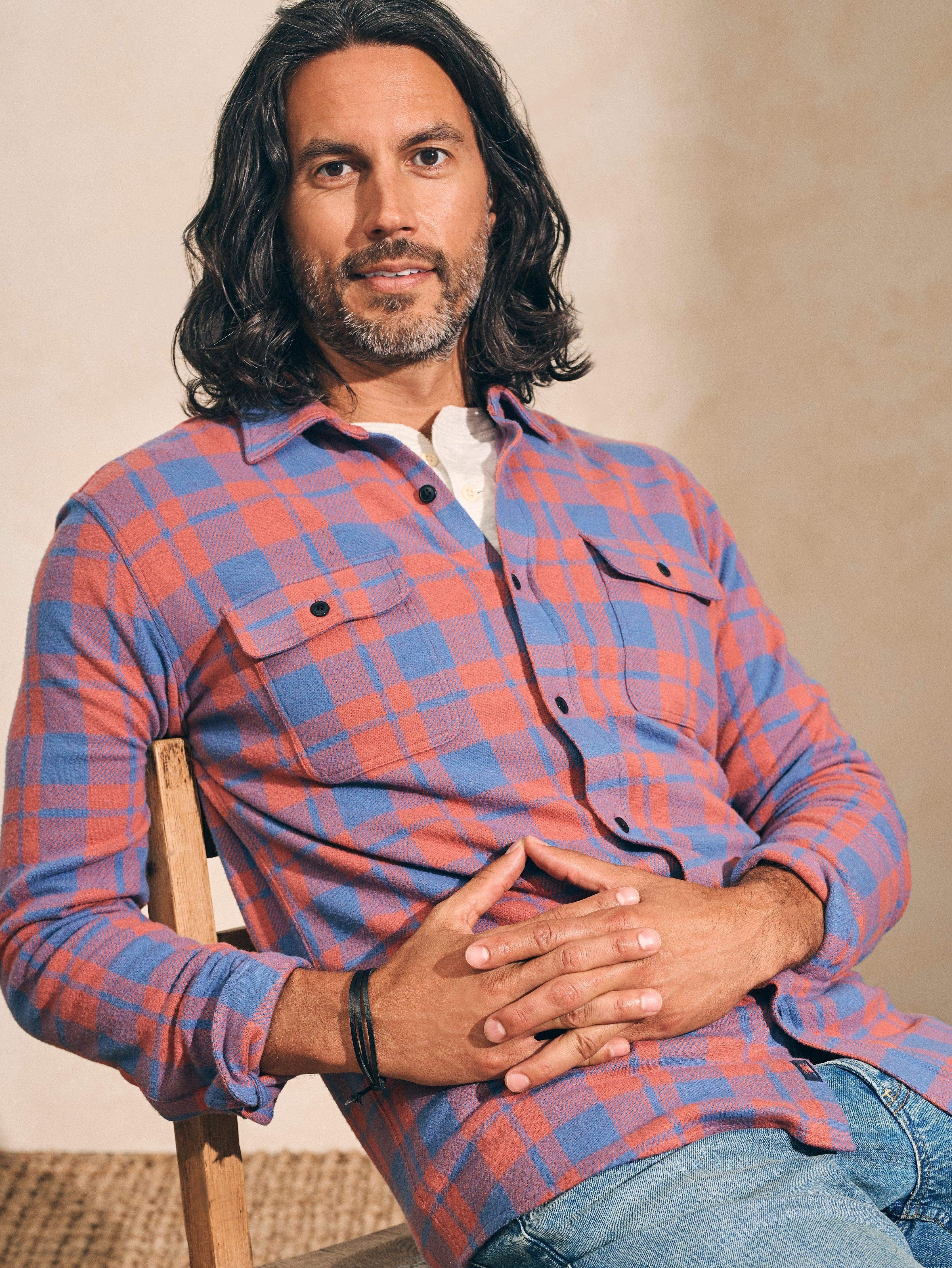 LegendTM Sweater Shirt - Rose Blue Check