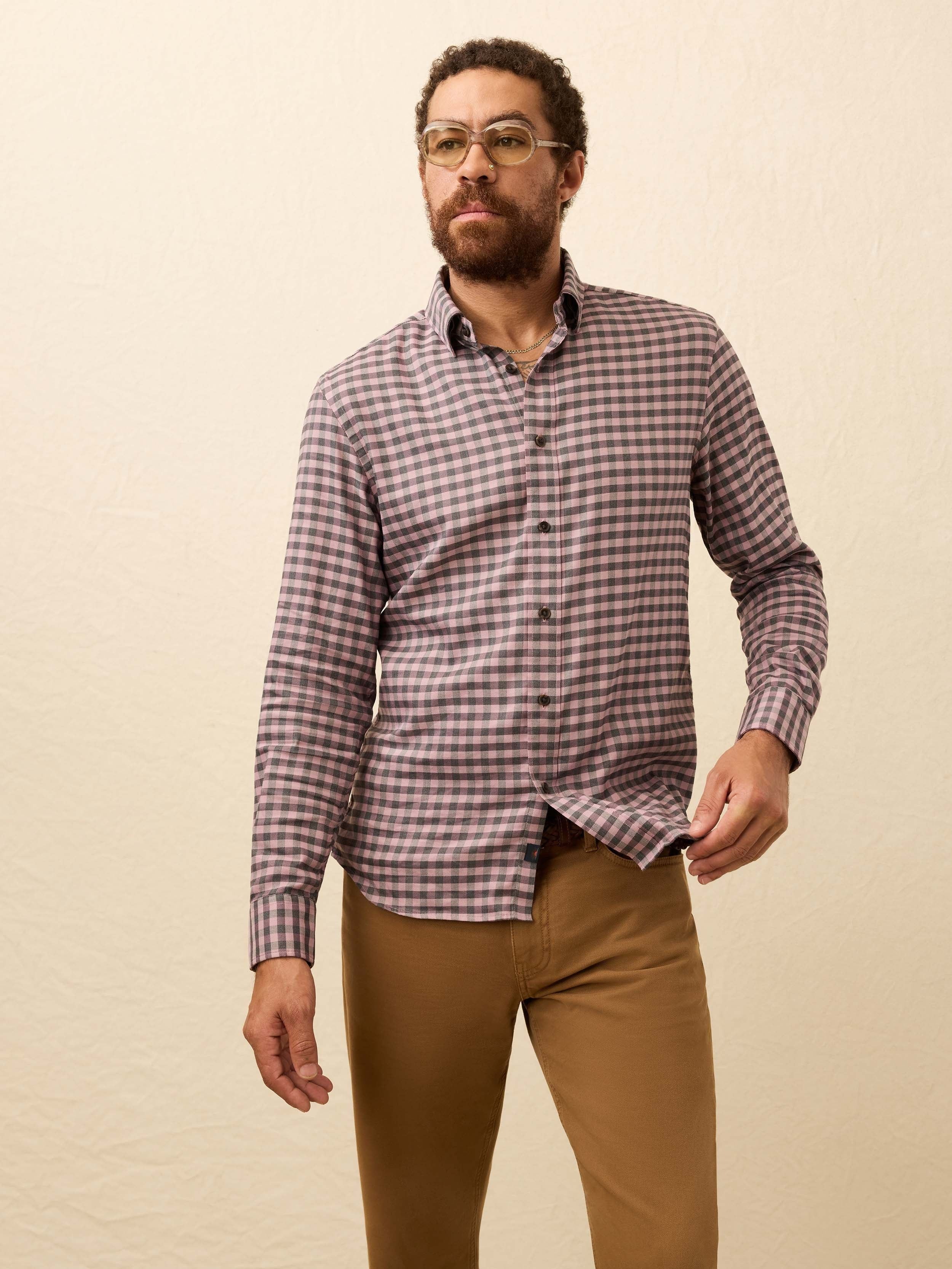 Soft Twill MovementTM Shirt - Charcoal Plum Gingham