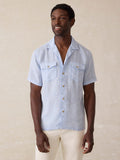 Short-Sleeve Reserve Basque Camp Shirt - Light Blue Melange