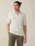 Short-Sleeve Linen Sweater Polo - Ivory Steel Feeder