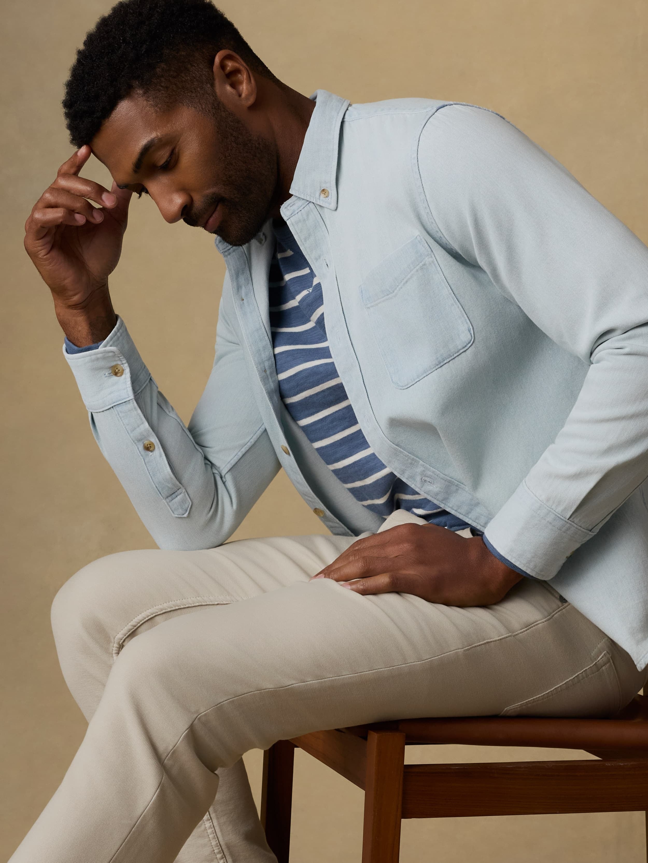 Organic Denim Button Down Shirt - Rocky River Wash