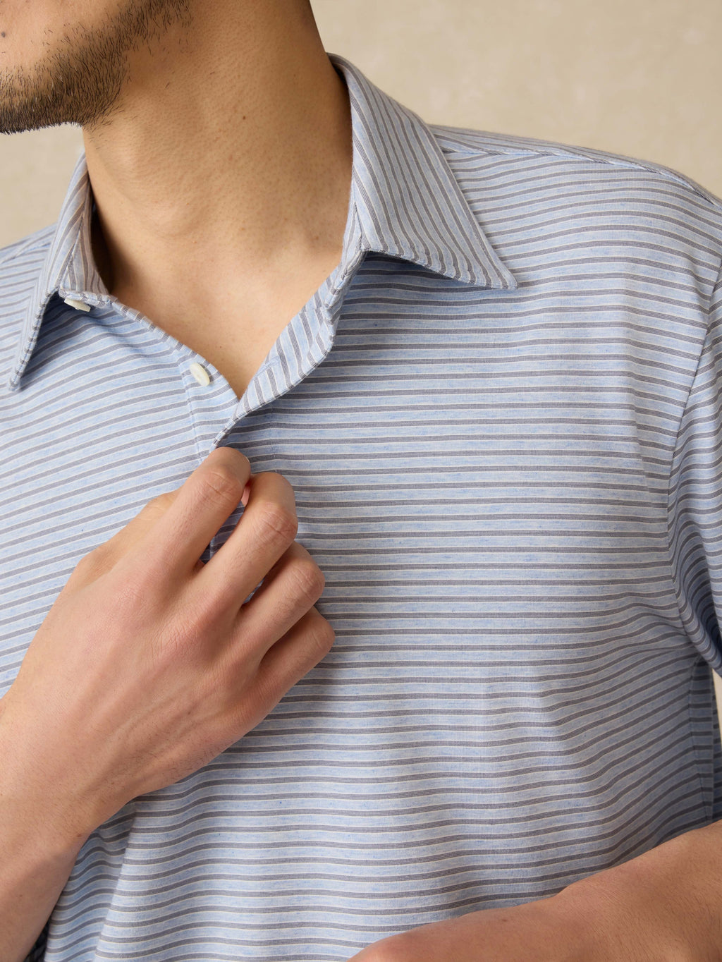 Long-Sleeve MovementTM Polo - Sea Shadow Stripe