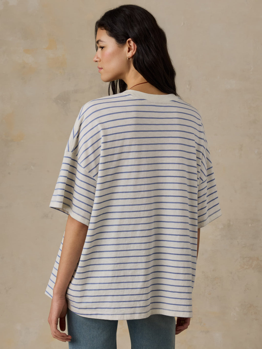 Sunwashed Boyfriend Tee - Ocean Dusk Stripe