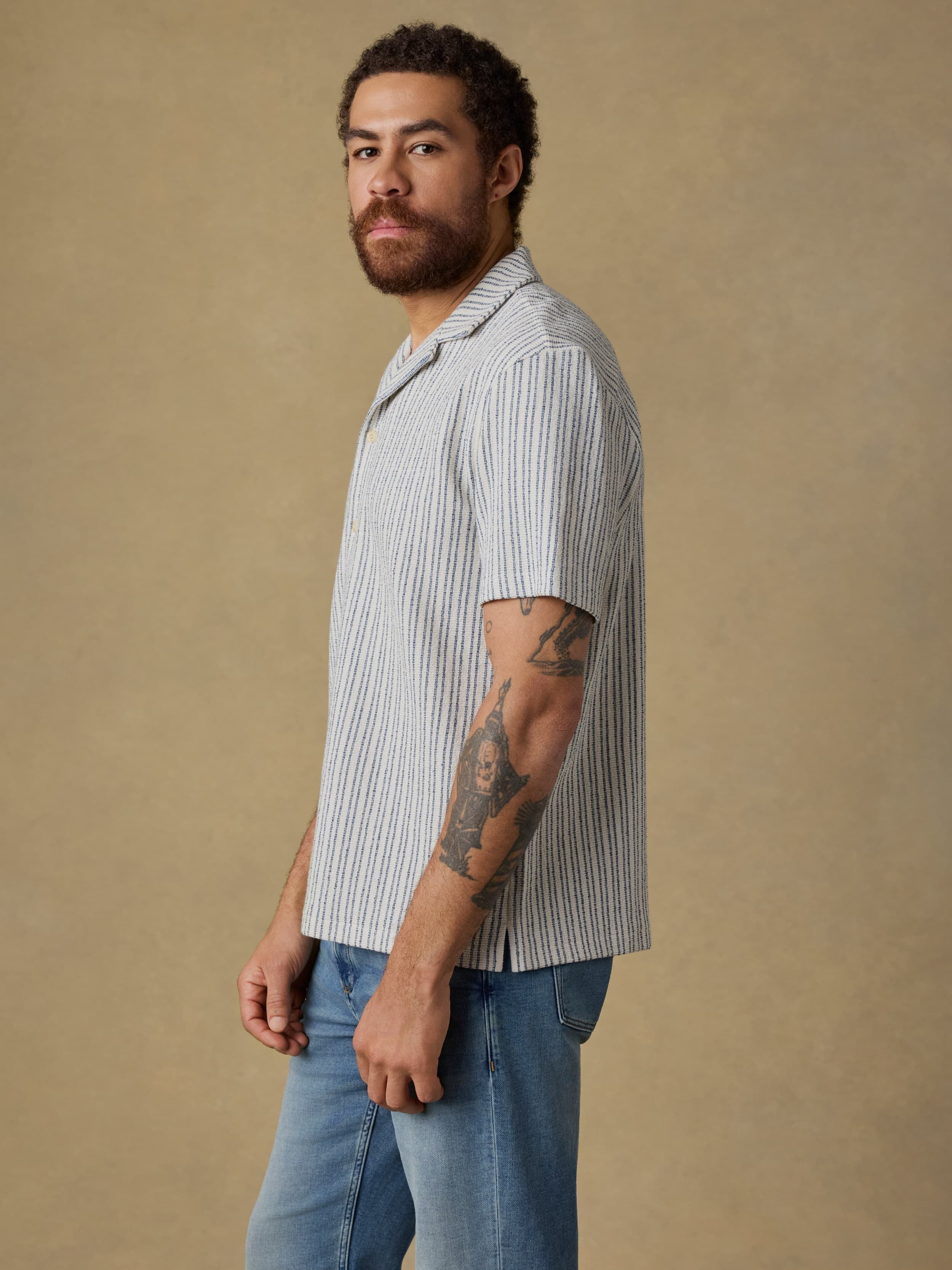 Short-Sleeve Oasis Camp Shirt - Shore Navy Stripe