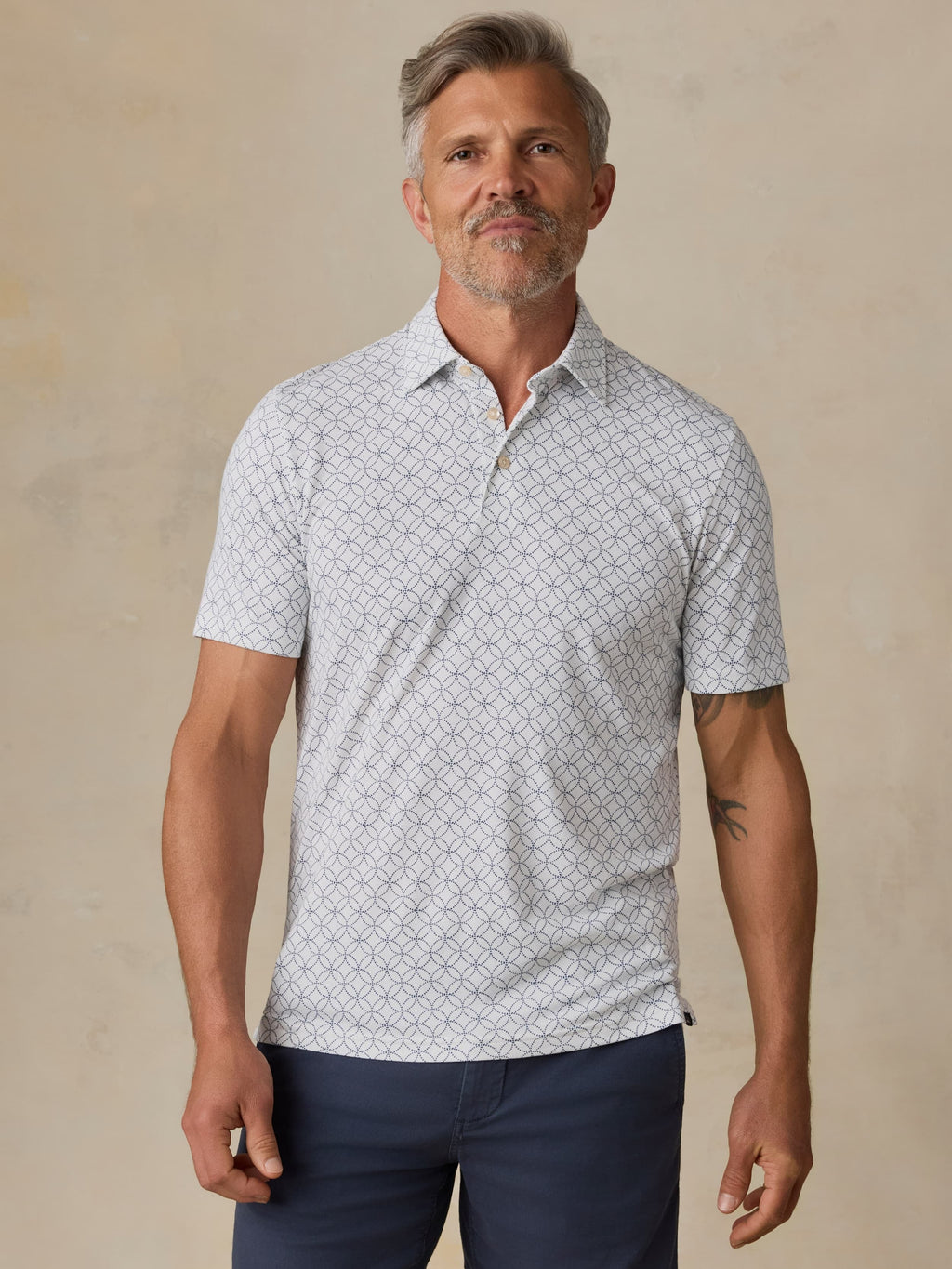 Short-Sleeve MovementTM Pique Polo - Ivory Blue Moonlight