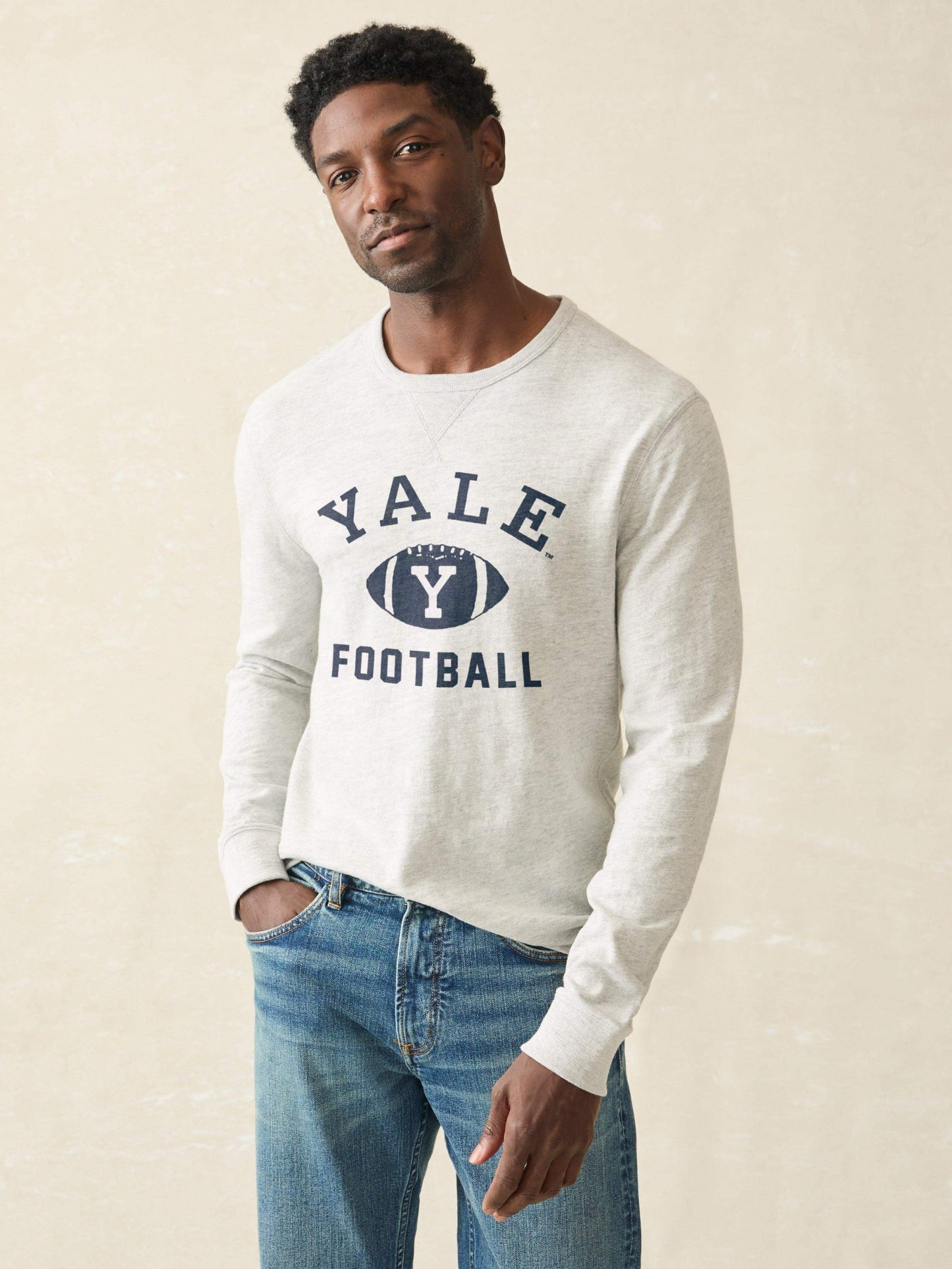 Yale Sunwashed Organic Crew - Light Grey Heather