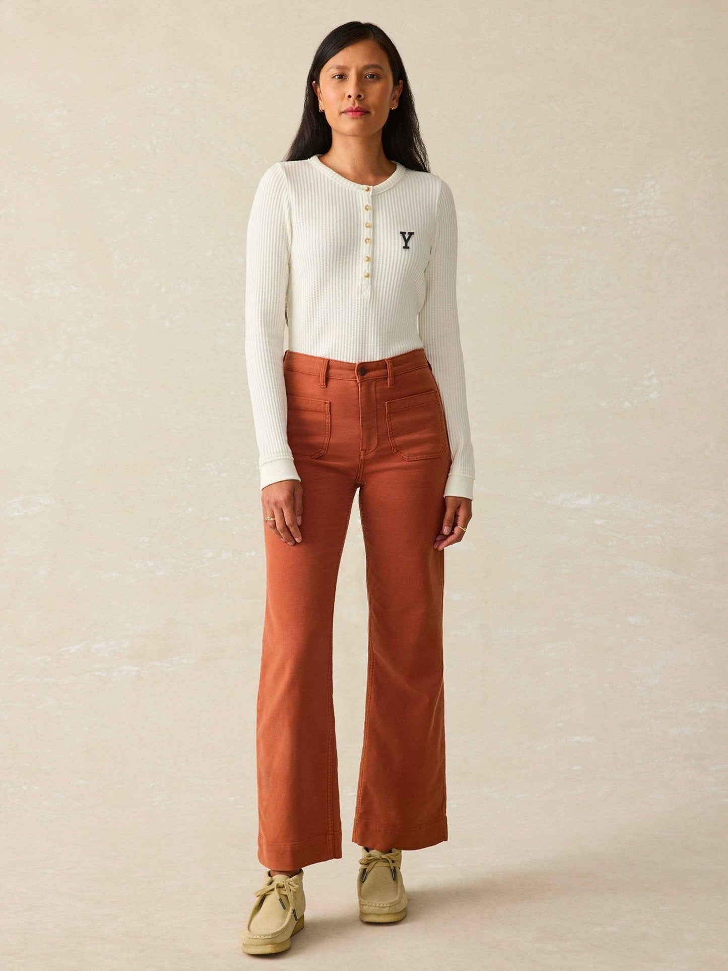 Yale Legend Apres Waffle Henley - Egret