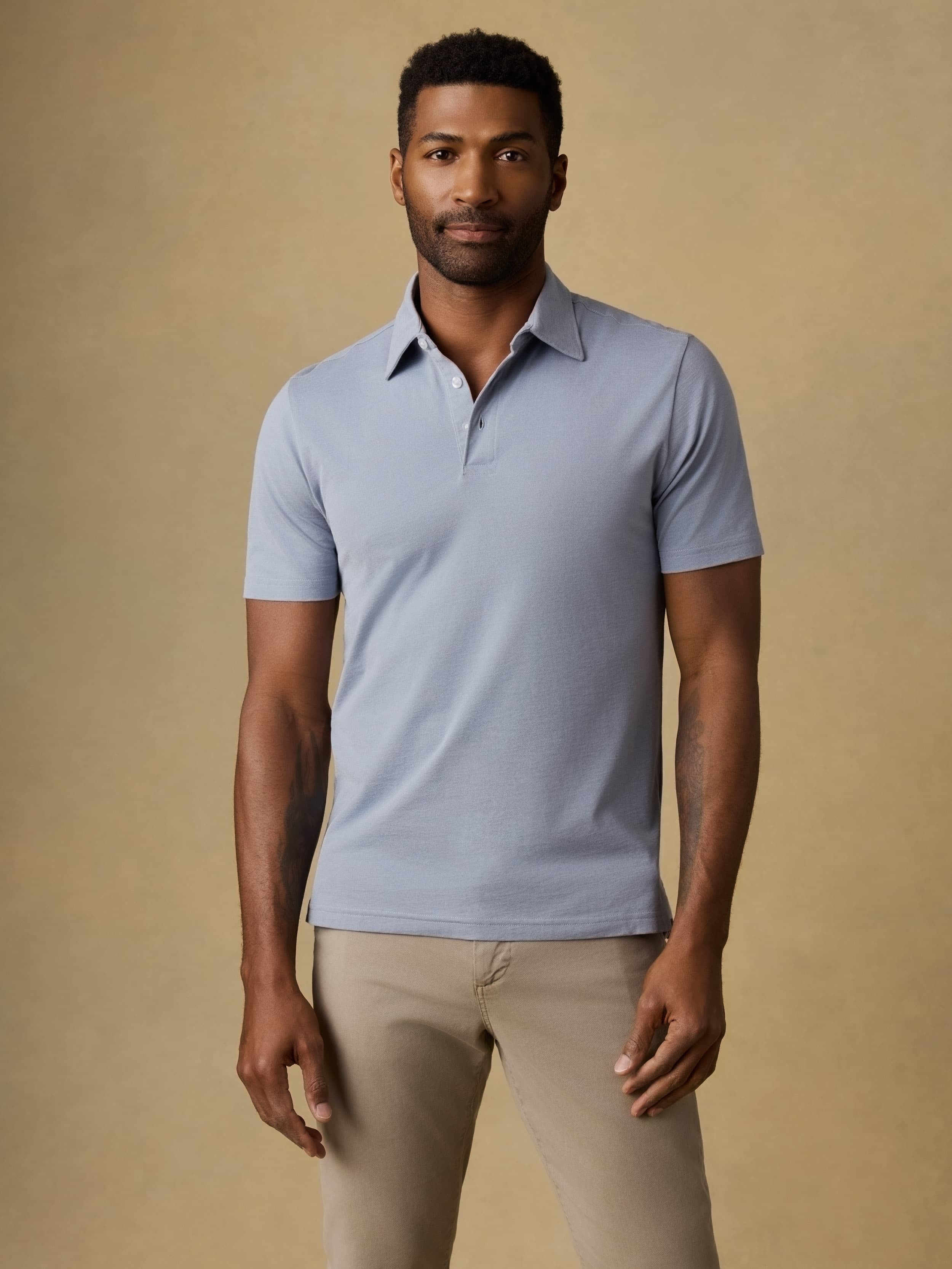Short-Sleeve MovementTM Pique Polo - Flint White Melange