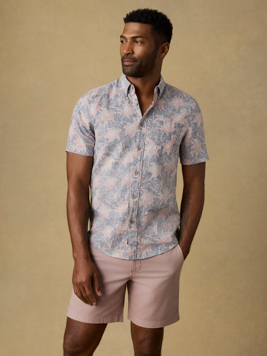 Short-Sleeve Breeze Shirt - Navy Red Lotus