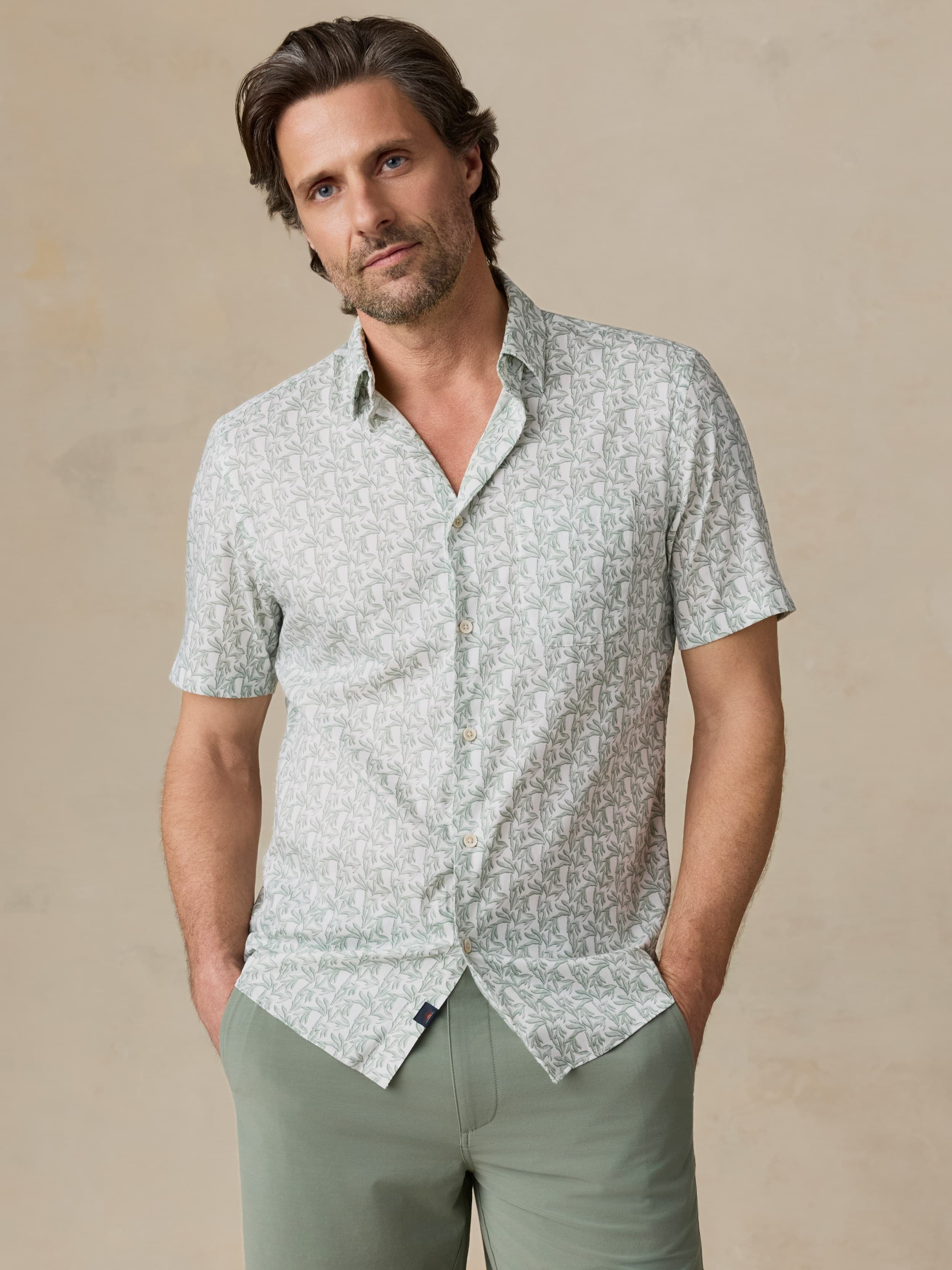 Short-Sleeve MovementTM Monterey Shirt - Aspen Green Leaf