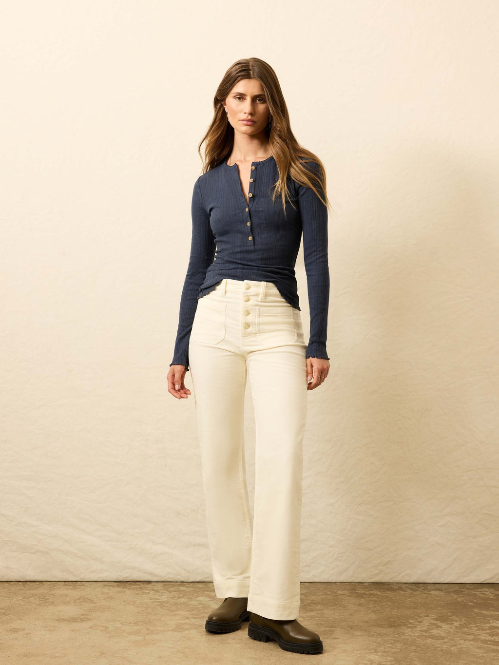 Paradise Pointelle Henley - Blue Nights