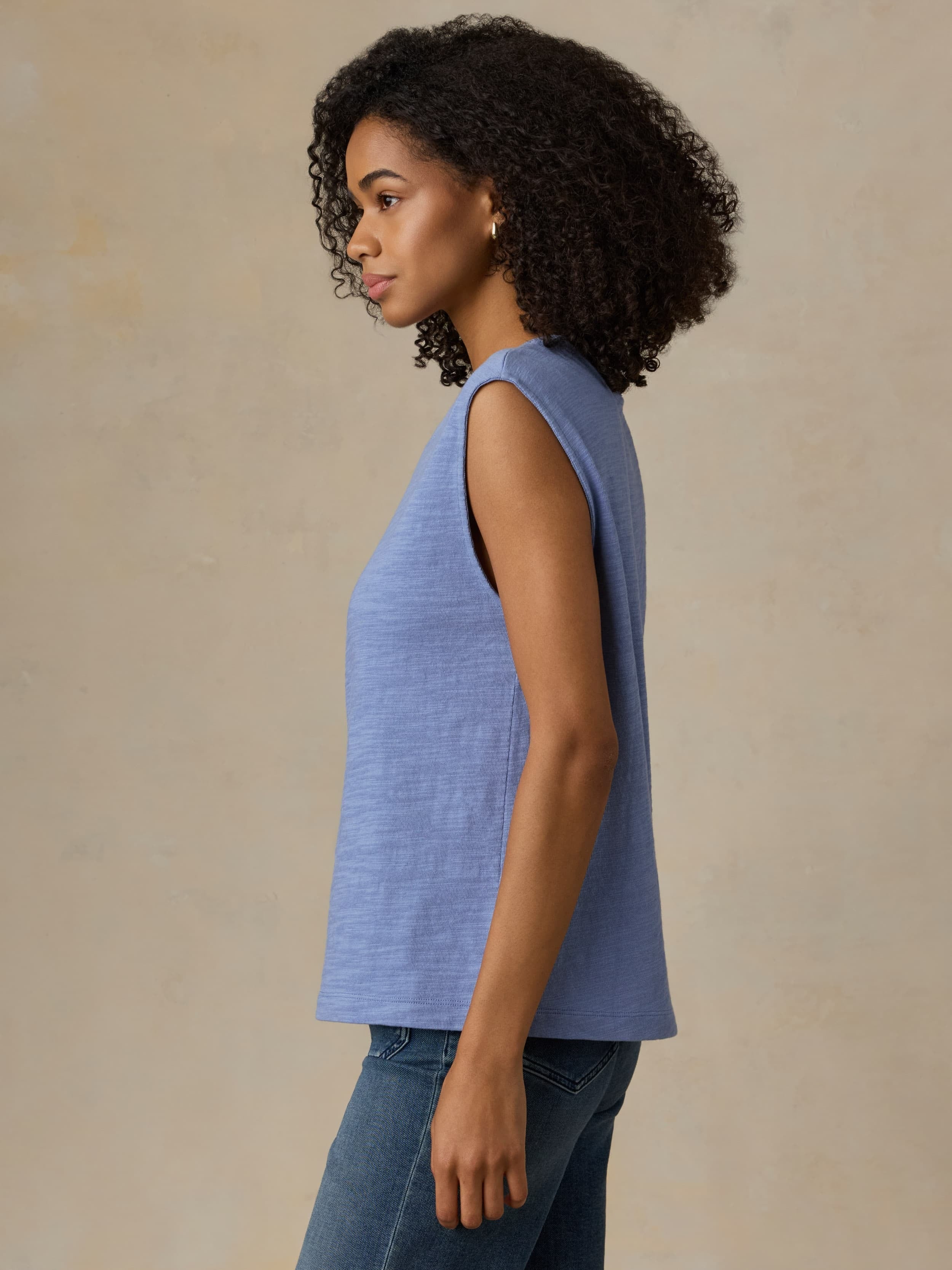 Sunwashed Slub Muscle Tank - Ocean Dusk