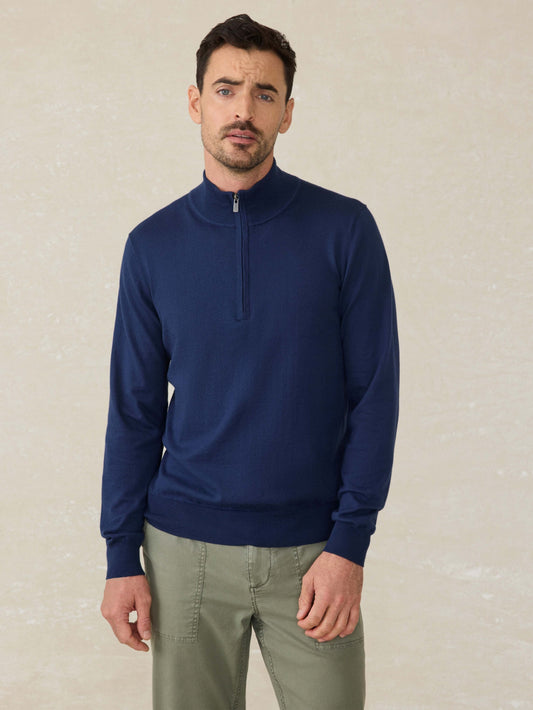 MovementTM Quarter Zip Sweater - Marine Navy Heather