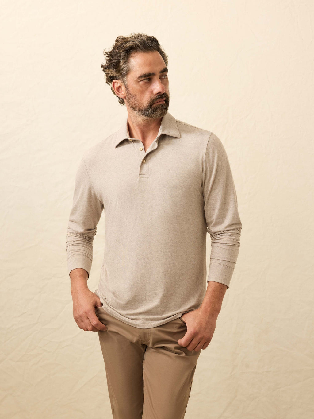 Long-Sleeve MovementTM Polo - Mountain Bark Feeder
