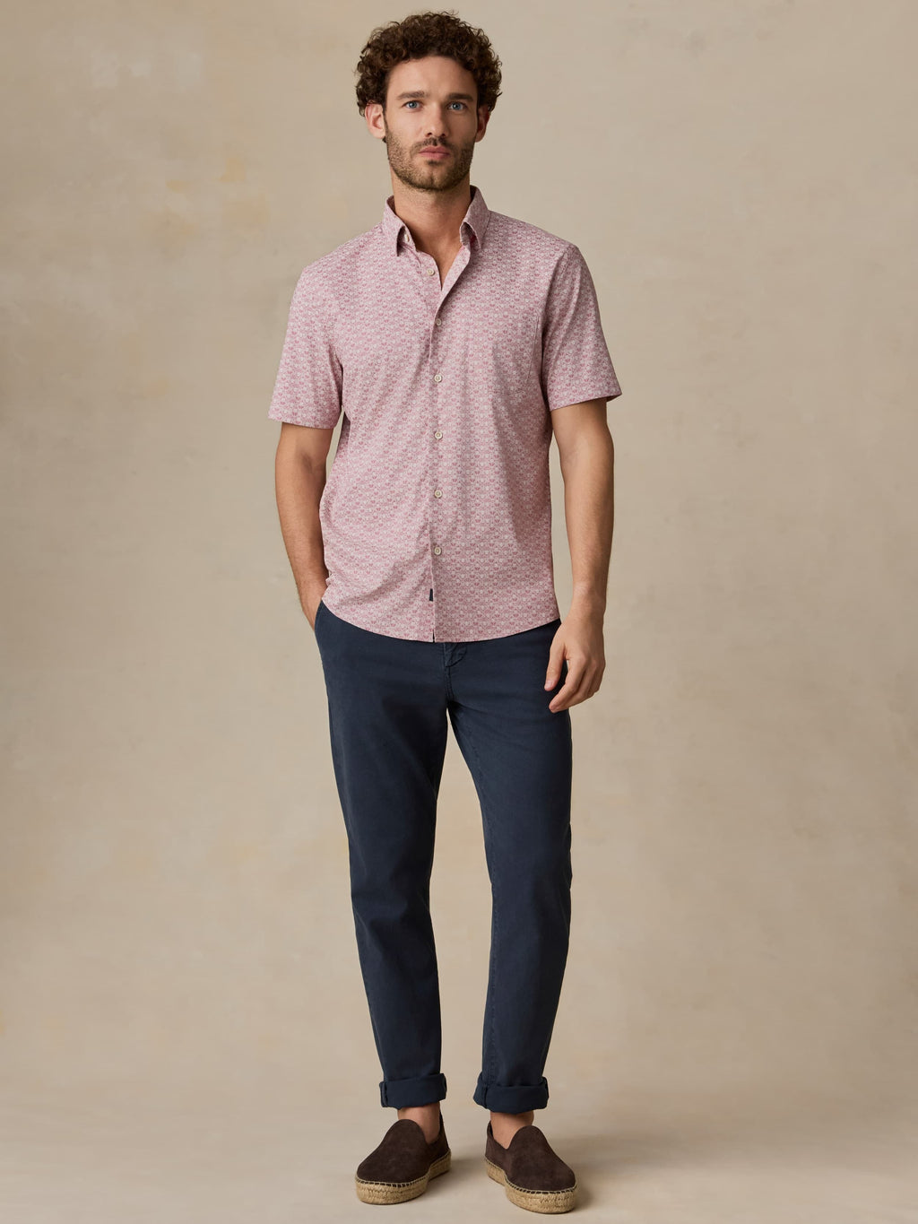 Short-Sleeve MovementTM Monterey Shirt - Rose Palm Mosaic