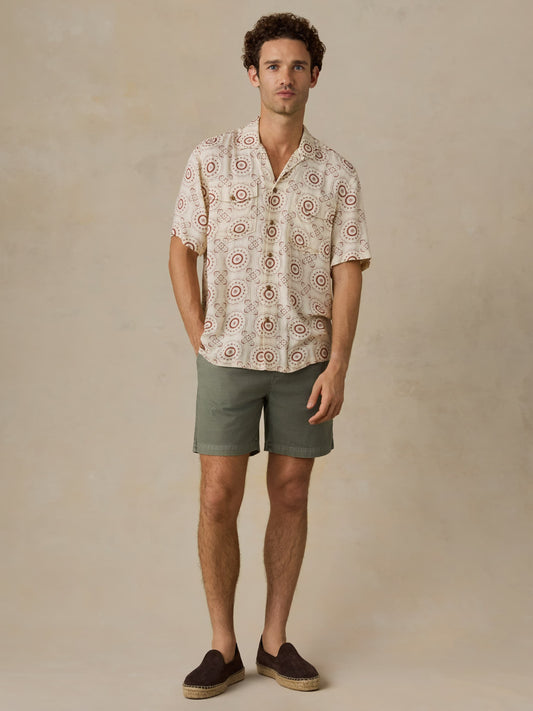 Short-Sleeve Bali Camp Shirt - Cream Sunburst Bloom
