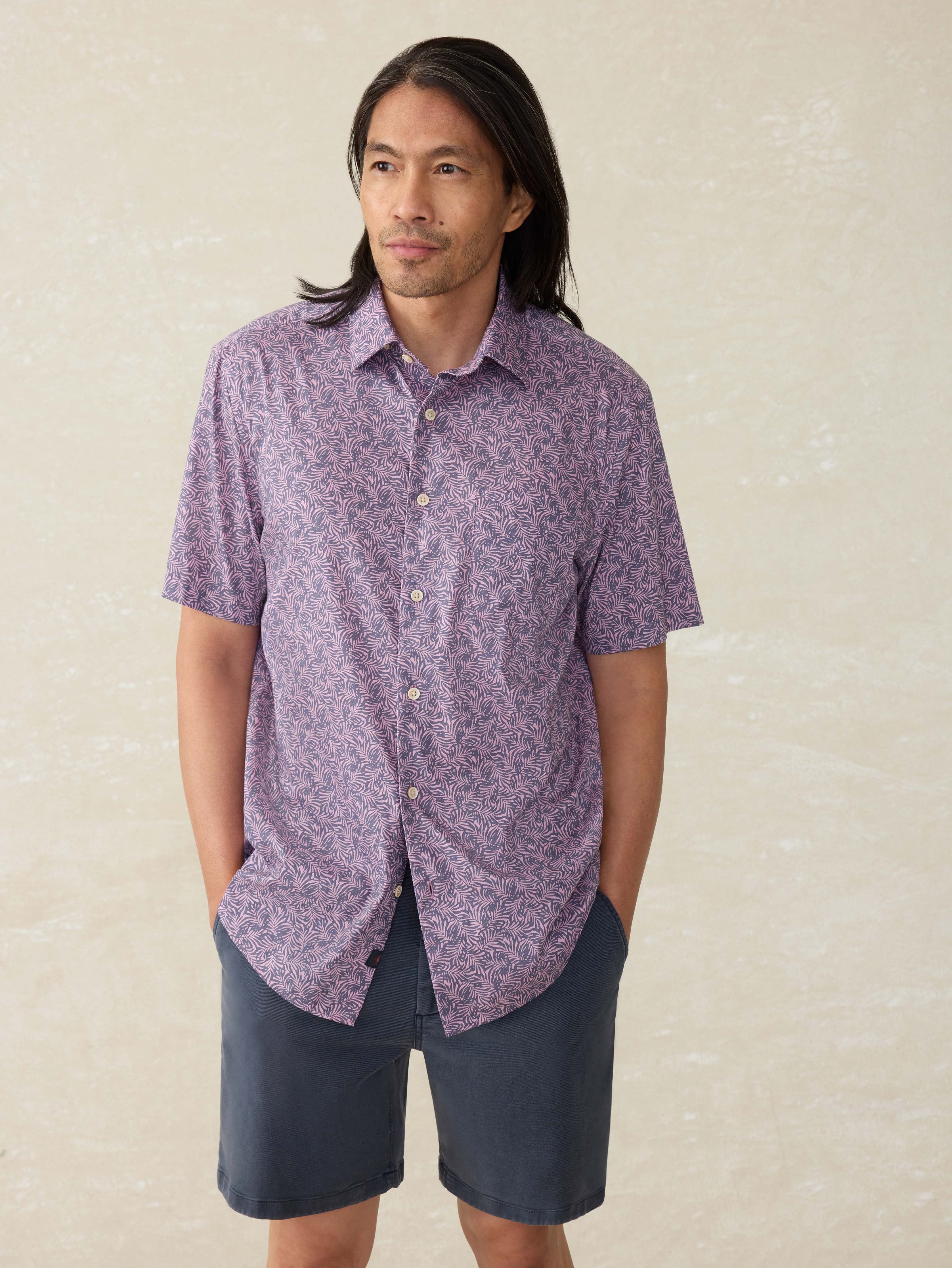 Short-Sleeve MovementTM Monterey Shirt - Lavender Sky Canopy