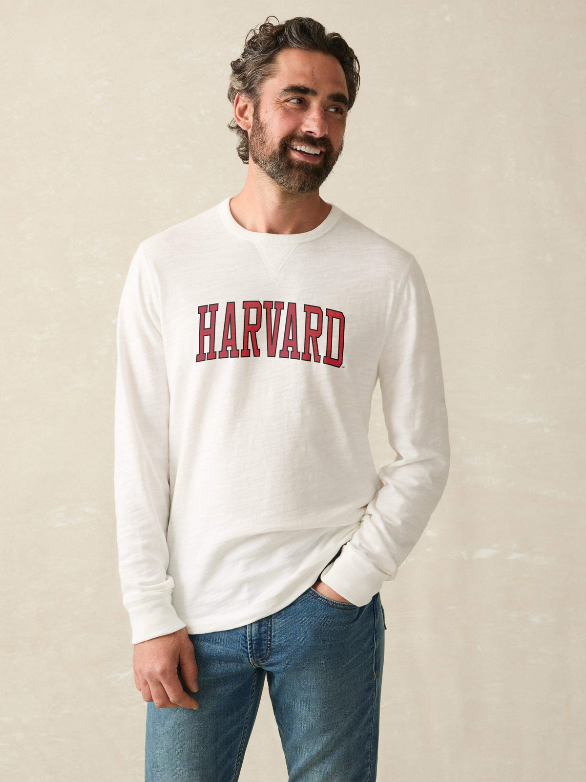 Harvard Sunwashed Organic Crew - White