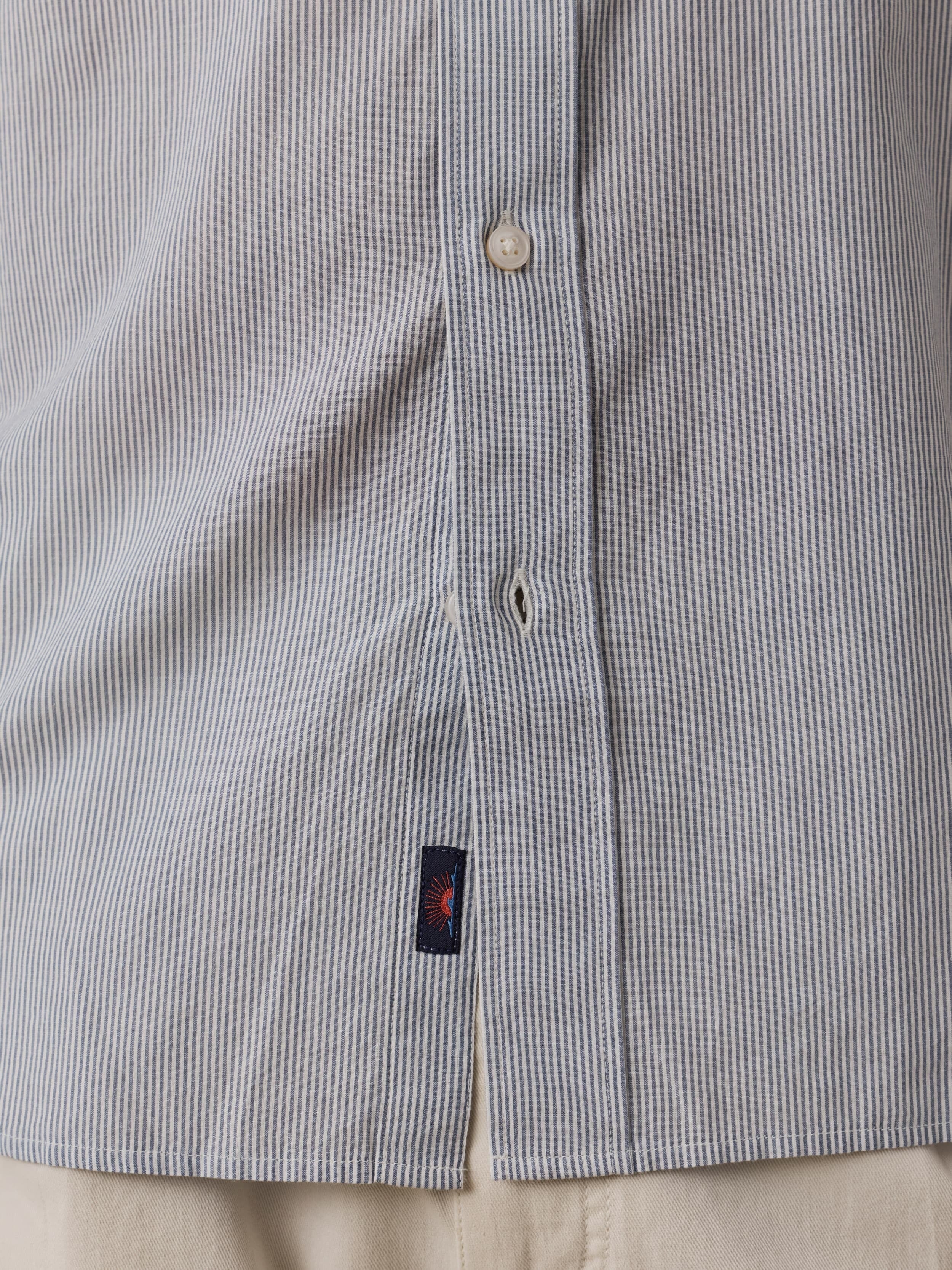 Long-Sleeve Weightless Cotton Shirt - Ivory Lake Stripe