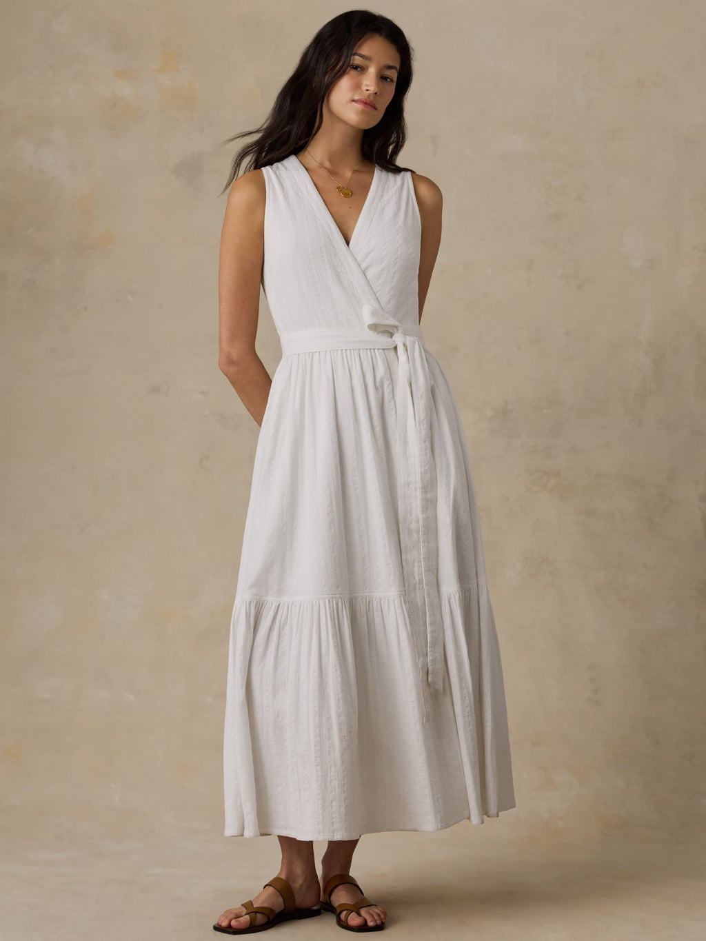 Dune Cotton Gauze Wrap Dress - White