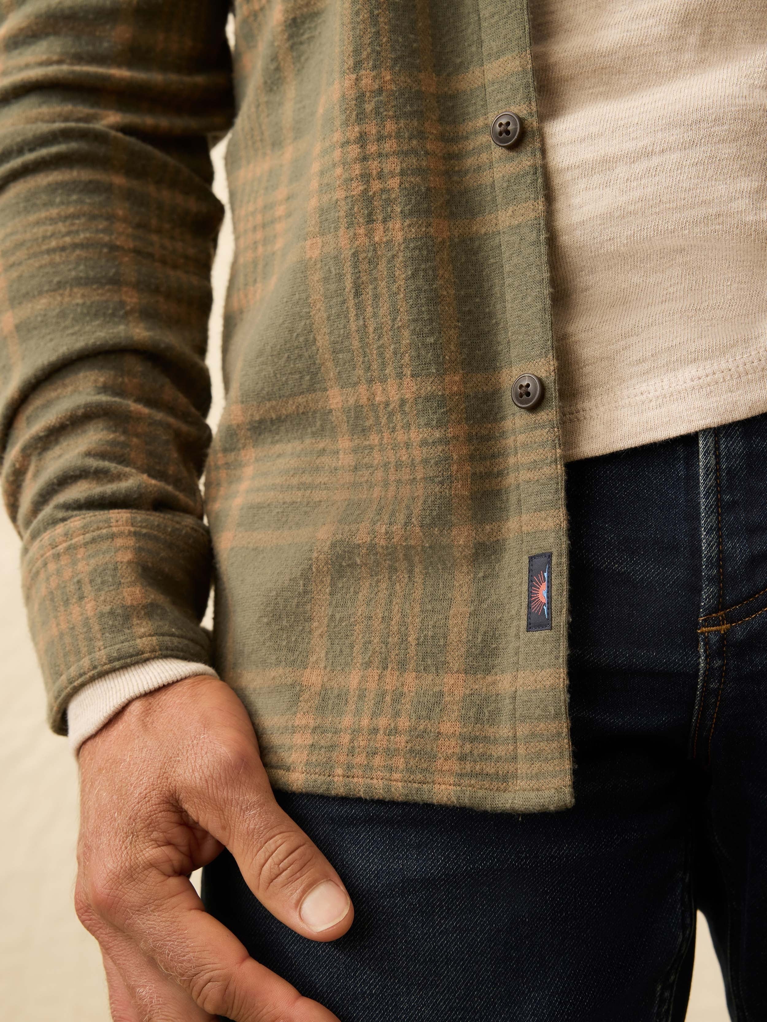 LegendTM Sweater Shirt - Woodland Olive Plaid