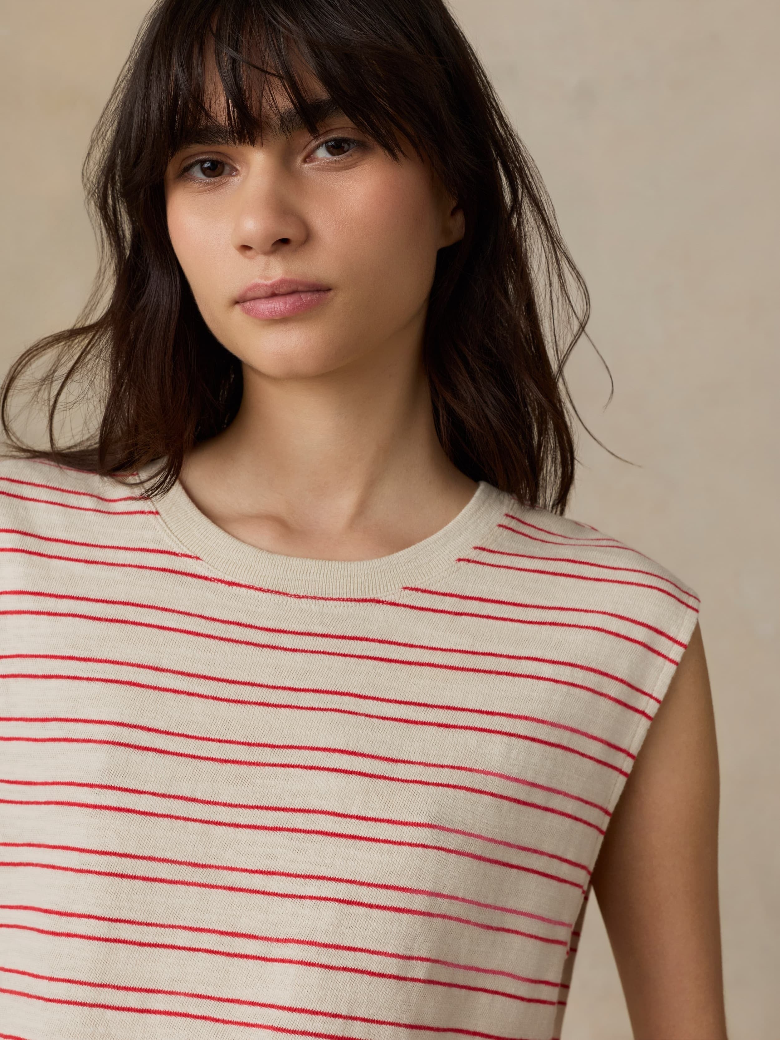 Sunwashed Slub Muscle Tank - Summer Sand Stripe